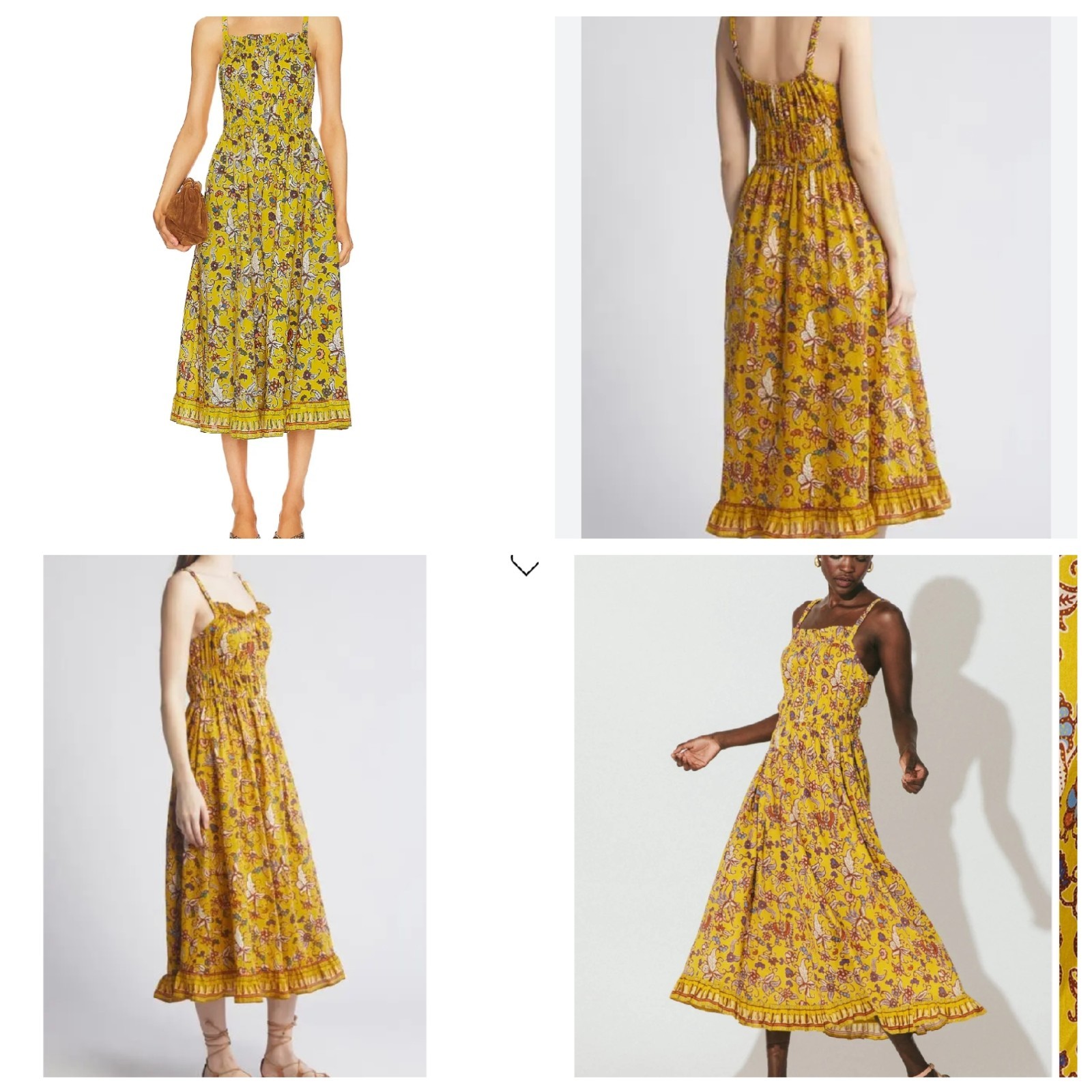 Cleobella Organic Cotton Winona Sleeveless Midi Dress Green Yellow Floral Small