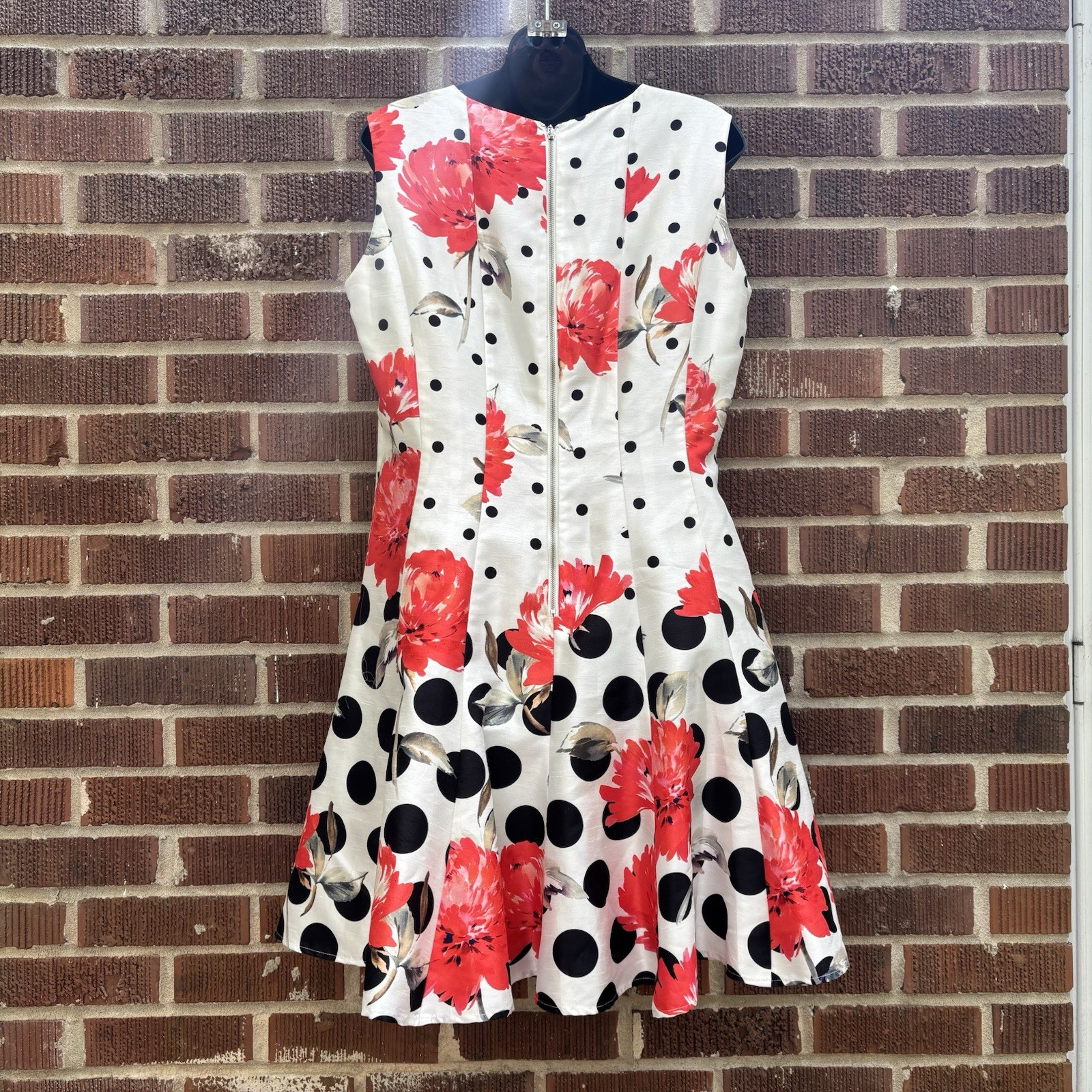 Samuel Dong Floral Polka Dot Fit & Flare Dress Size M Bold Statement Look