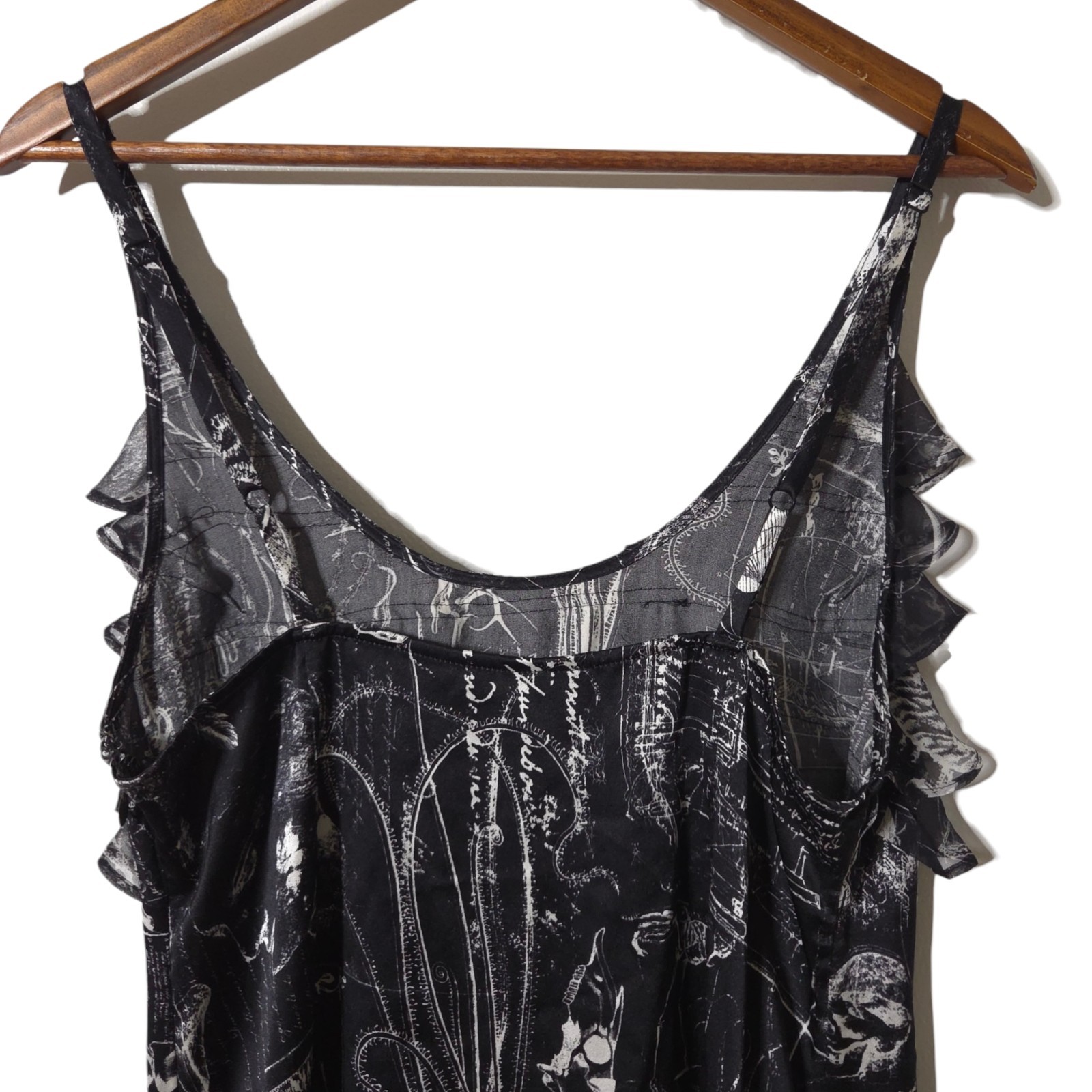 Affliction Black Mini Dress Size 10 Goth Tattoo Skulls Studded Pockets 100% Silk