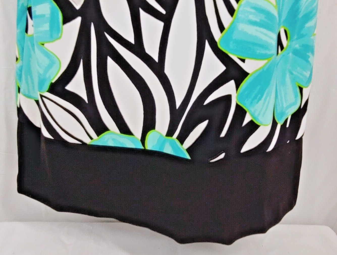 AB Studio Dress 10 Basic Shift Sheath Black Teal Blue Floral Sleeveless Stretch