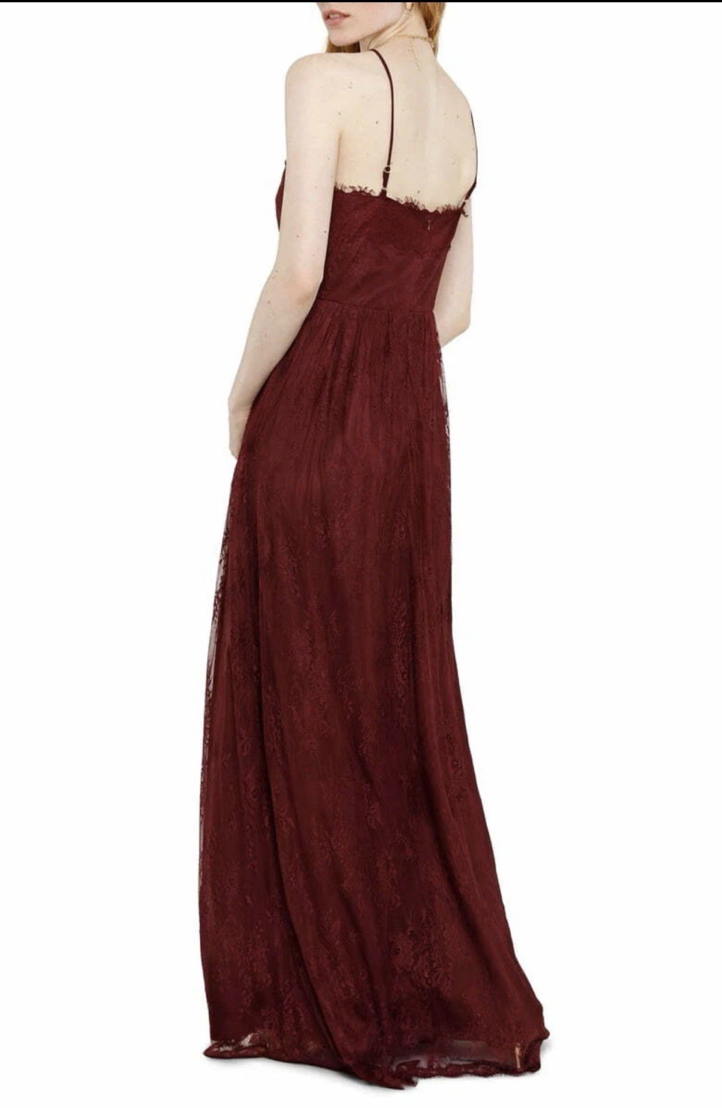 Heartloom Belle Burgundy Lace Halter Maxi Dress size XS Gown AAK