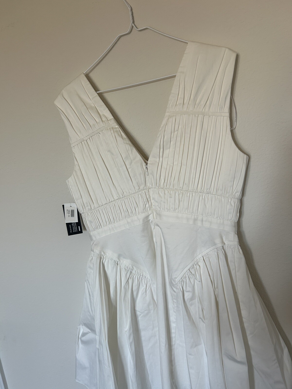 Self Portrait White Pleated Bow Mini Dress Size 8 NWT