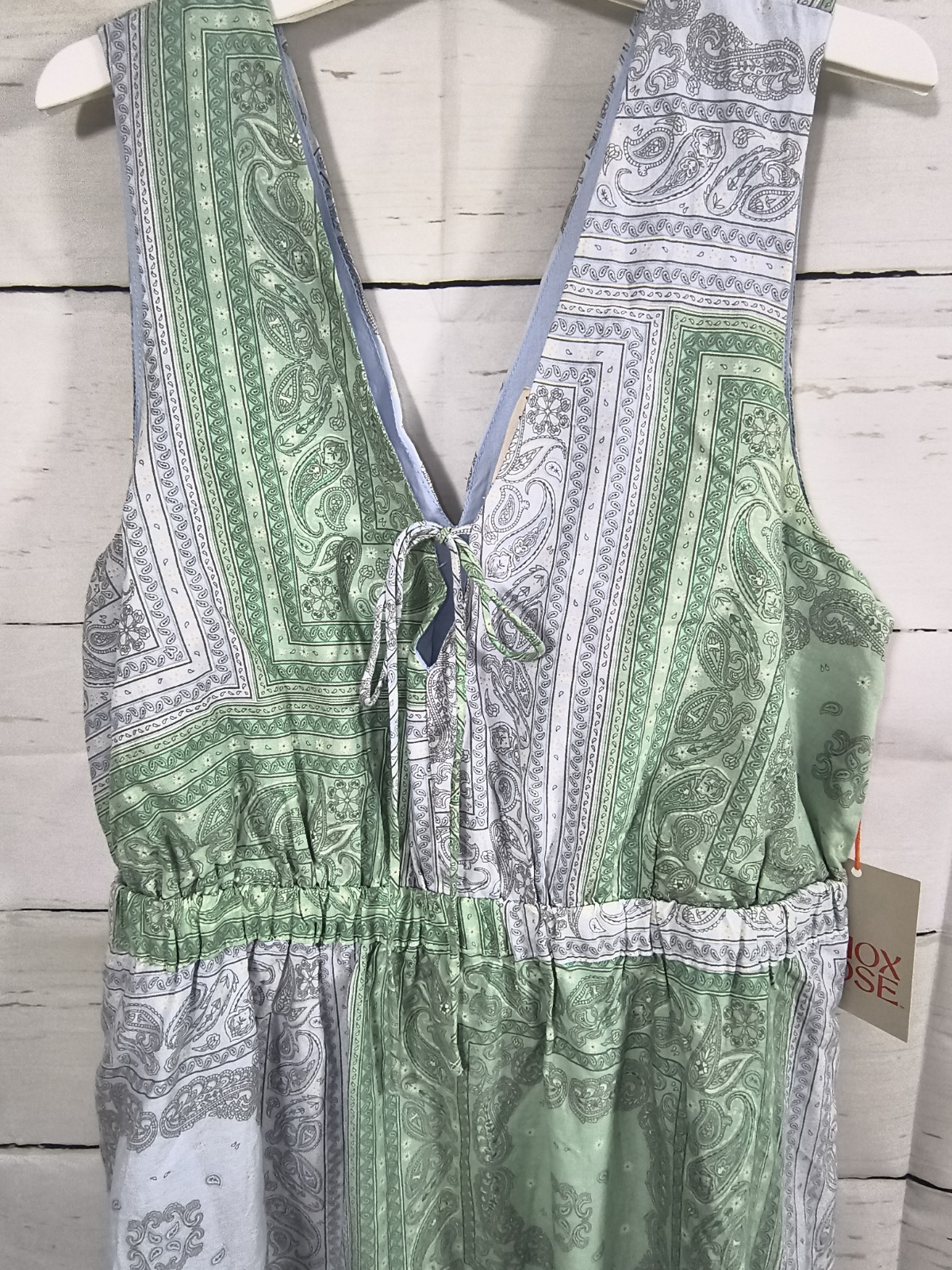 Universal Thread Tie-Front Maxi Dress Green Blue Paisley Sz M Vacation Resort