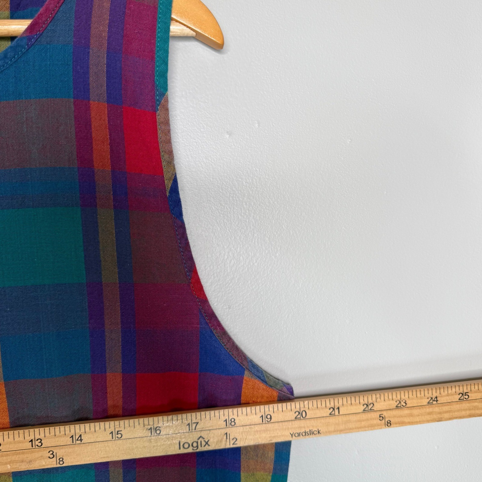 Nouveau Faces L Vintage Plaid Button Front Sleeveless Maxi Dress with Pockets