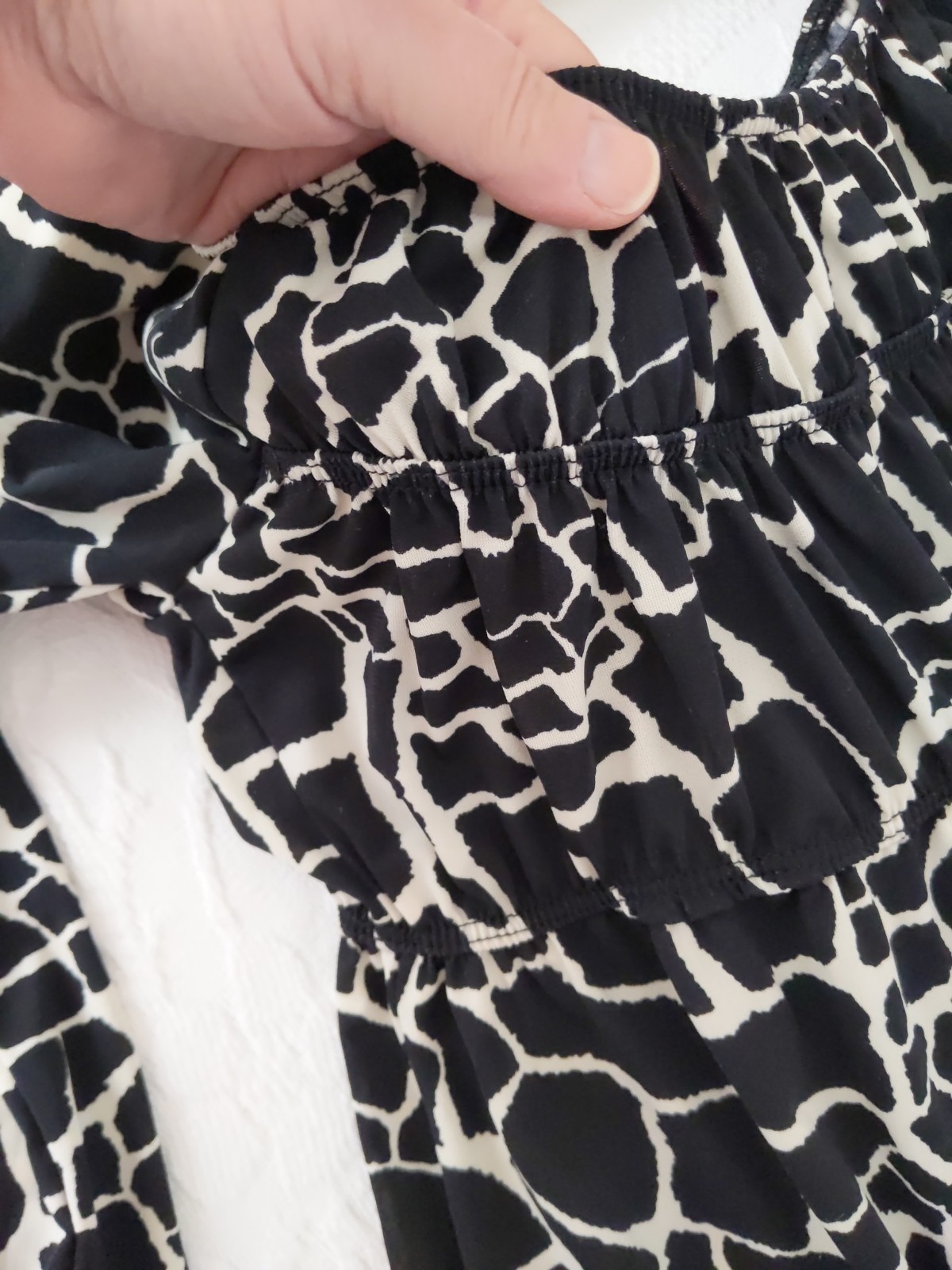 DRESS Black white short stretch, Catch My I brand, Animal Print, Size Small
