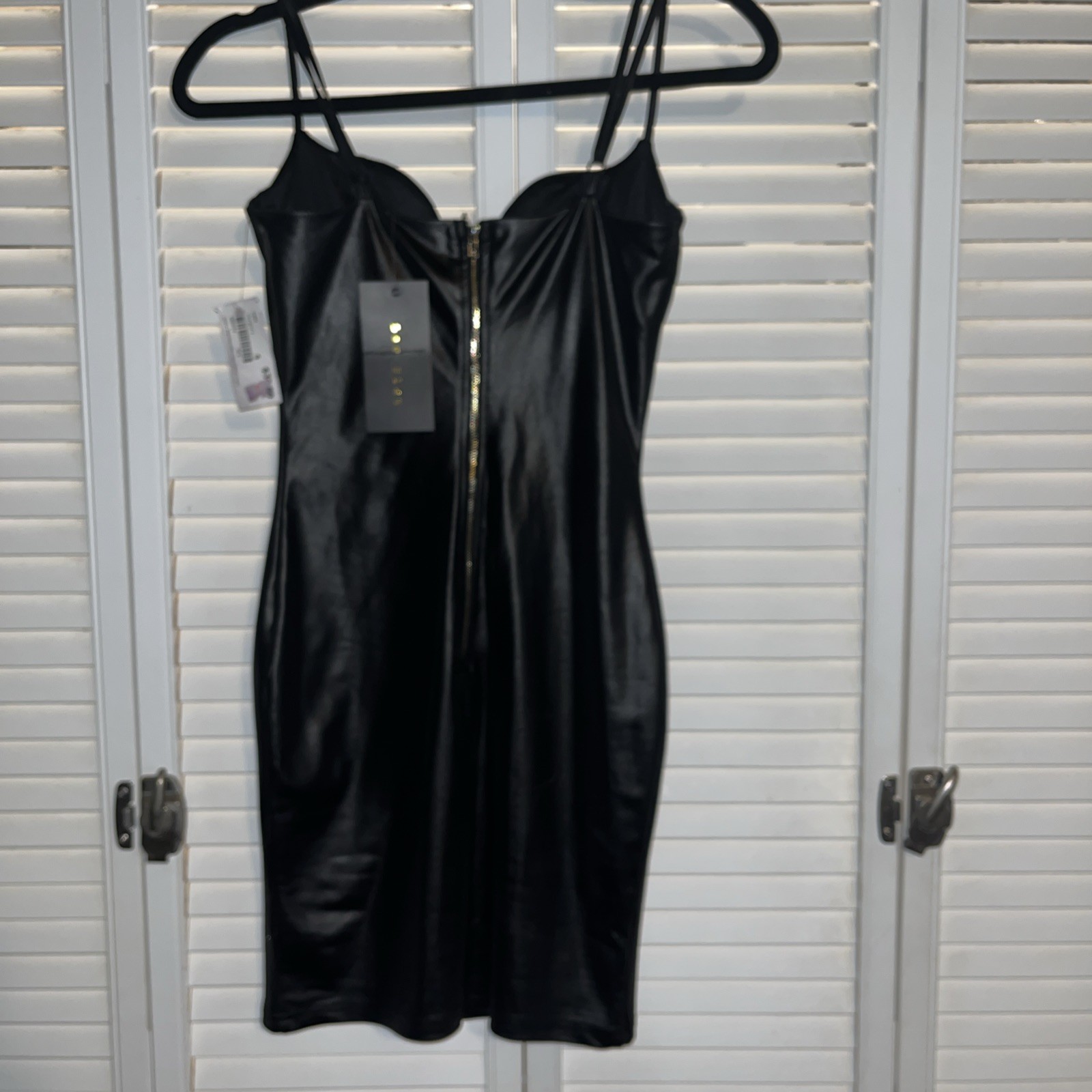 Bodycon Little Black Dress S Pleather Faux Leather Sexy Lac Bleau Dom Cocktail
