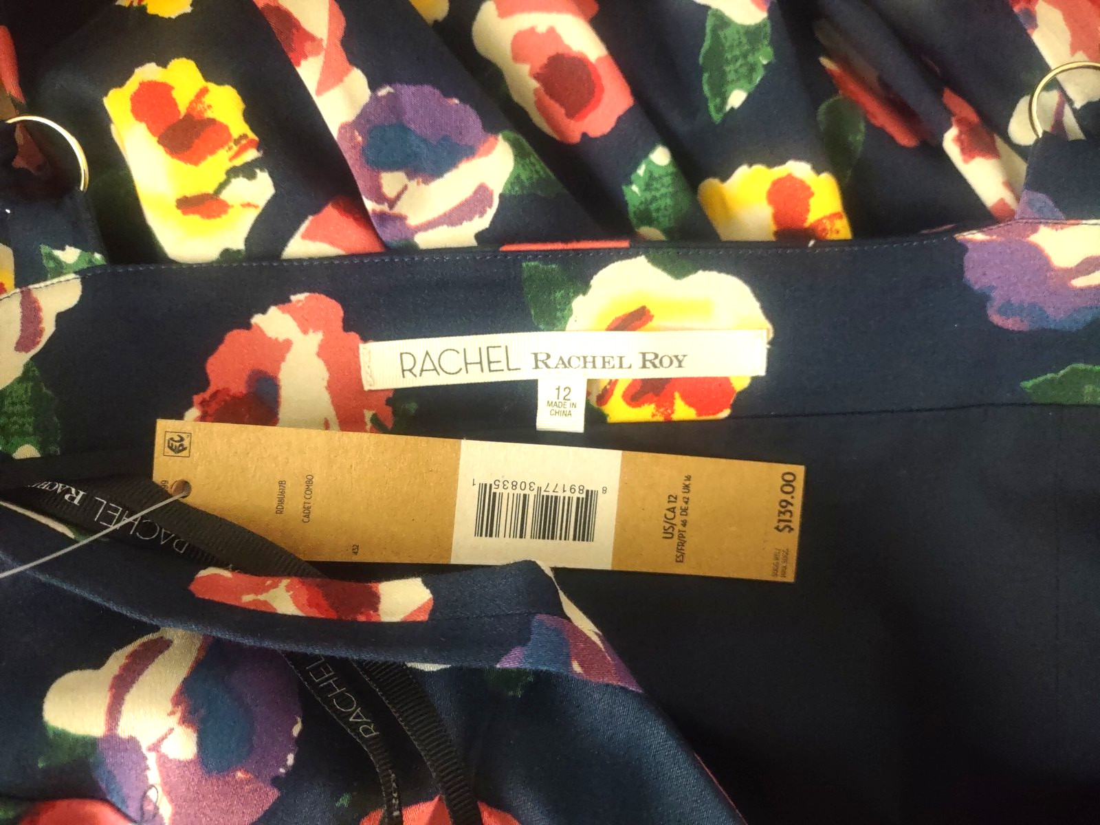 RACHEL Rachel Roy Floral Print Summer Belted Midi Sundress sz.12 New