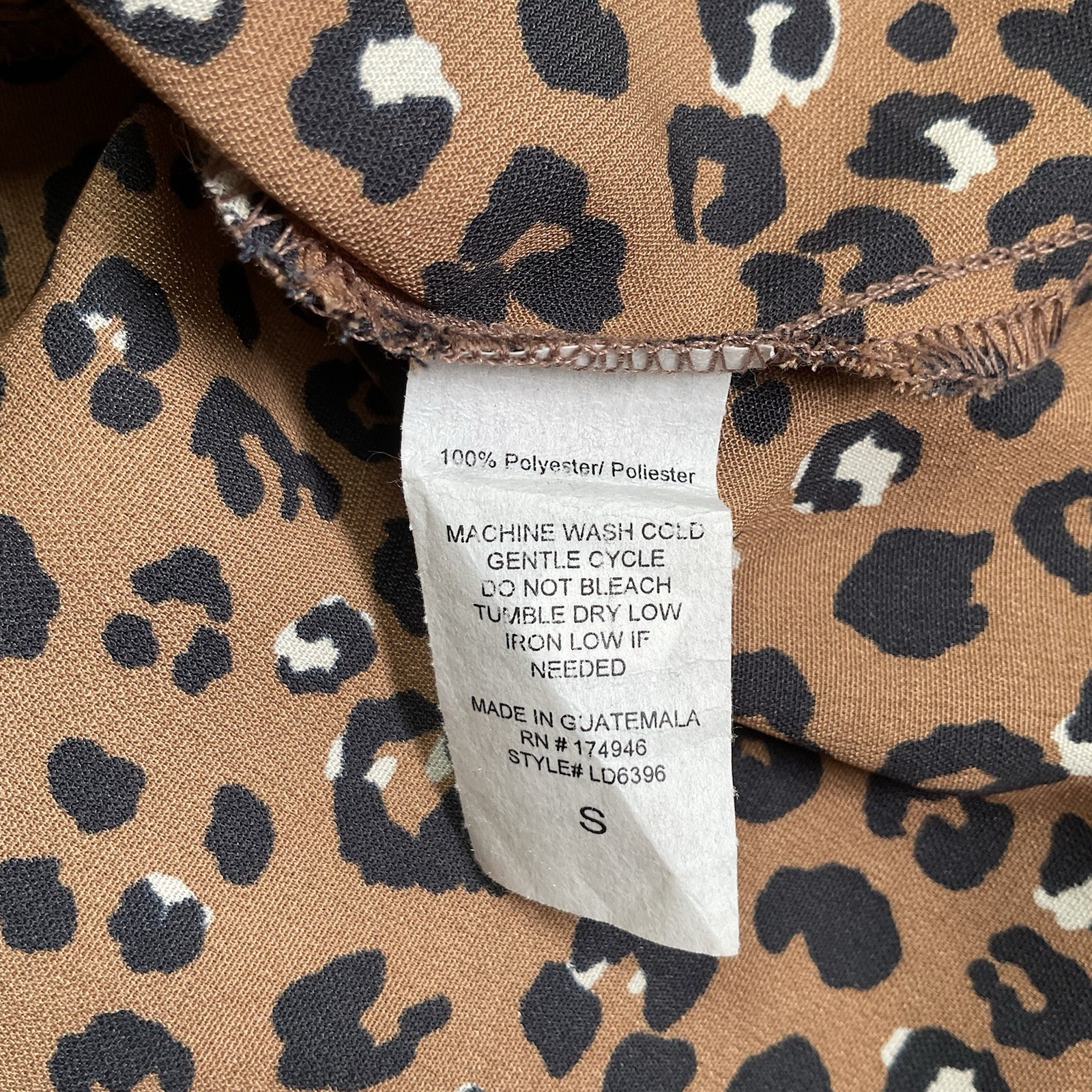 Betsey’s Boutique Shop Leopard Print Womens Small Brown Black Dress Boho Smocked