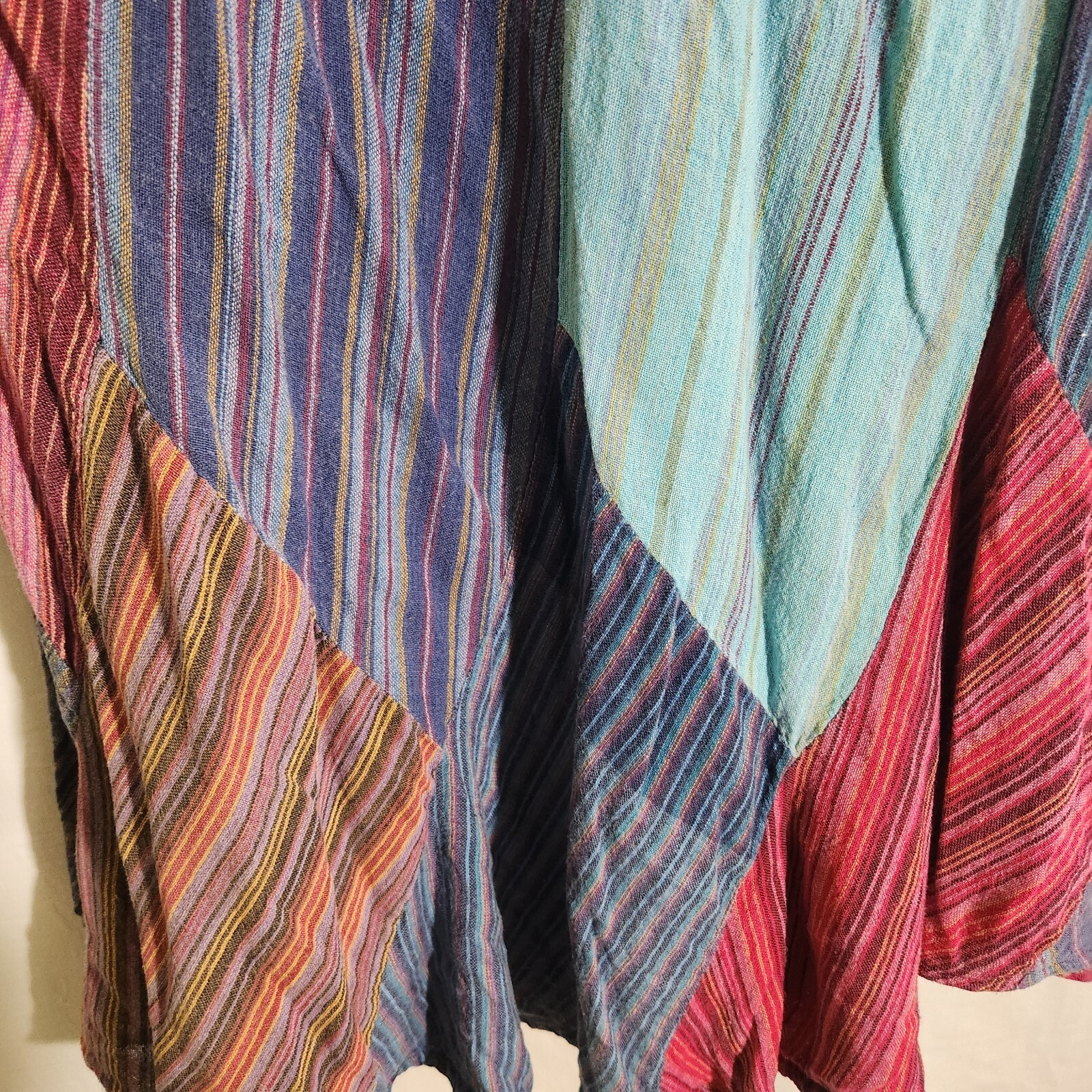 Avatar Womens Skirt L Multicolor Patchwork Cotton Side Zip Long Pleated Stretch