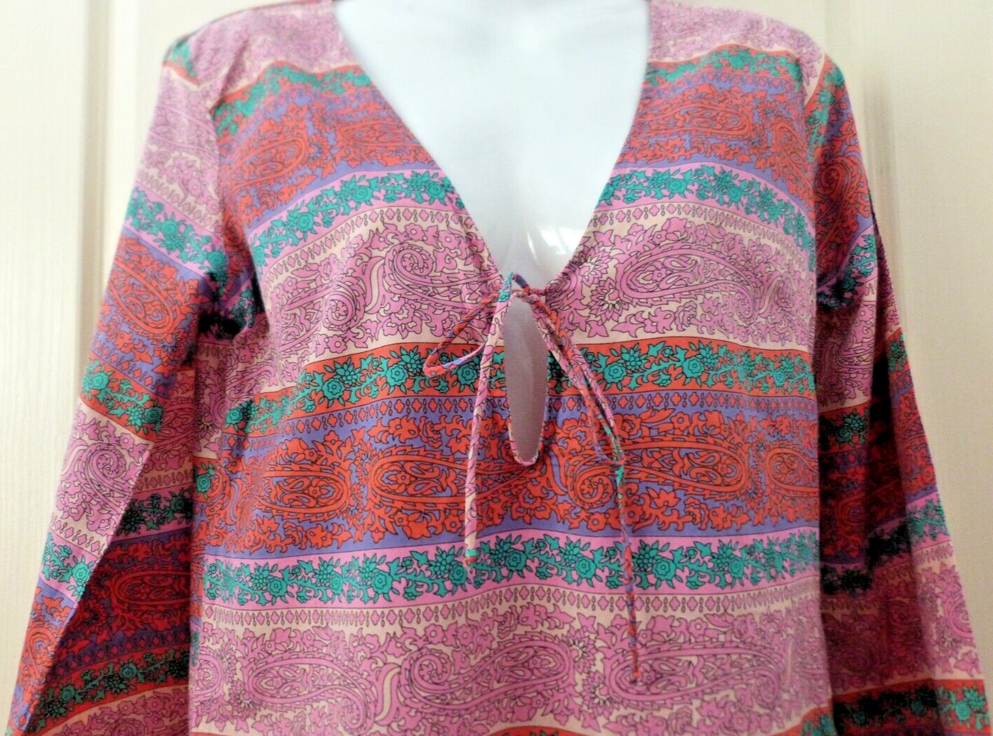 ZIMMERMAN Cotton Paisley Multicoloured Kaftan Style Dress Size 0 (8) c/w Belt