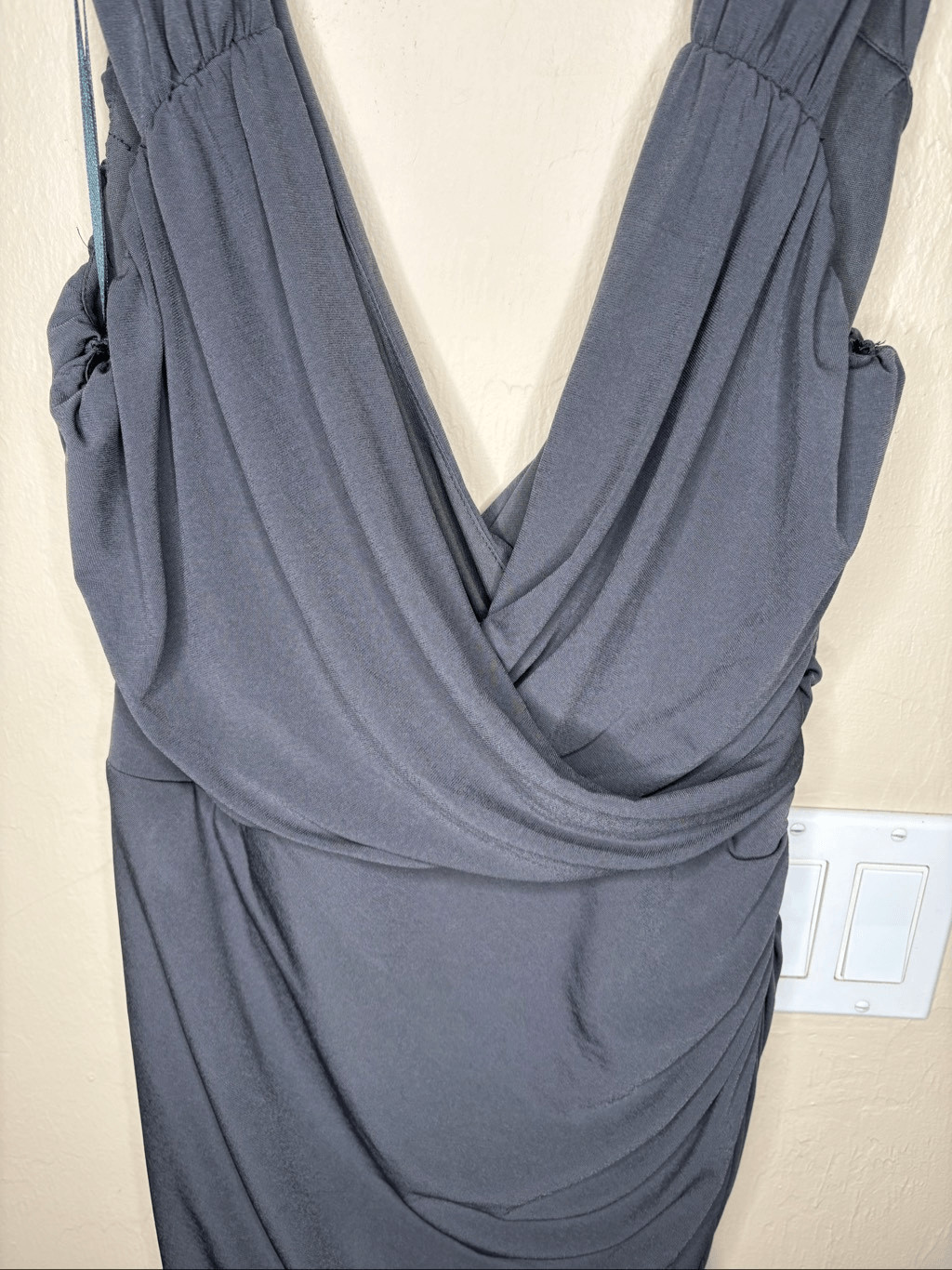 Boston Proper Gray Ruched Draped Sleeveless Cocktail Dress Medium-127