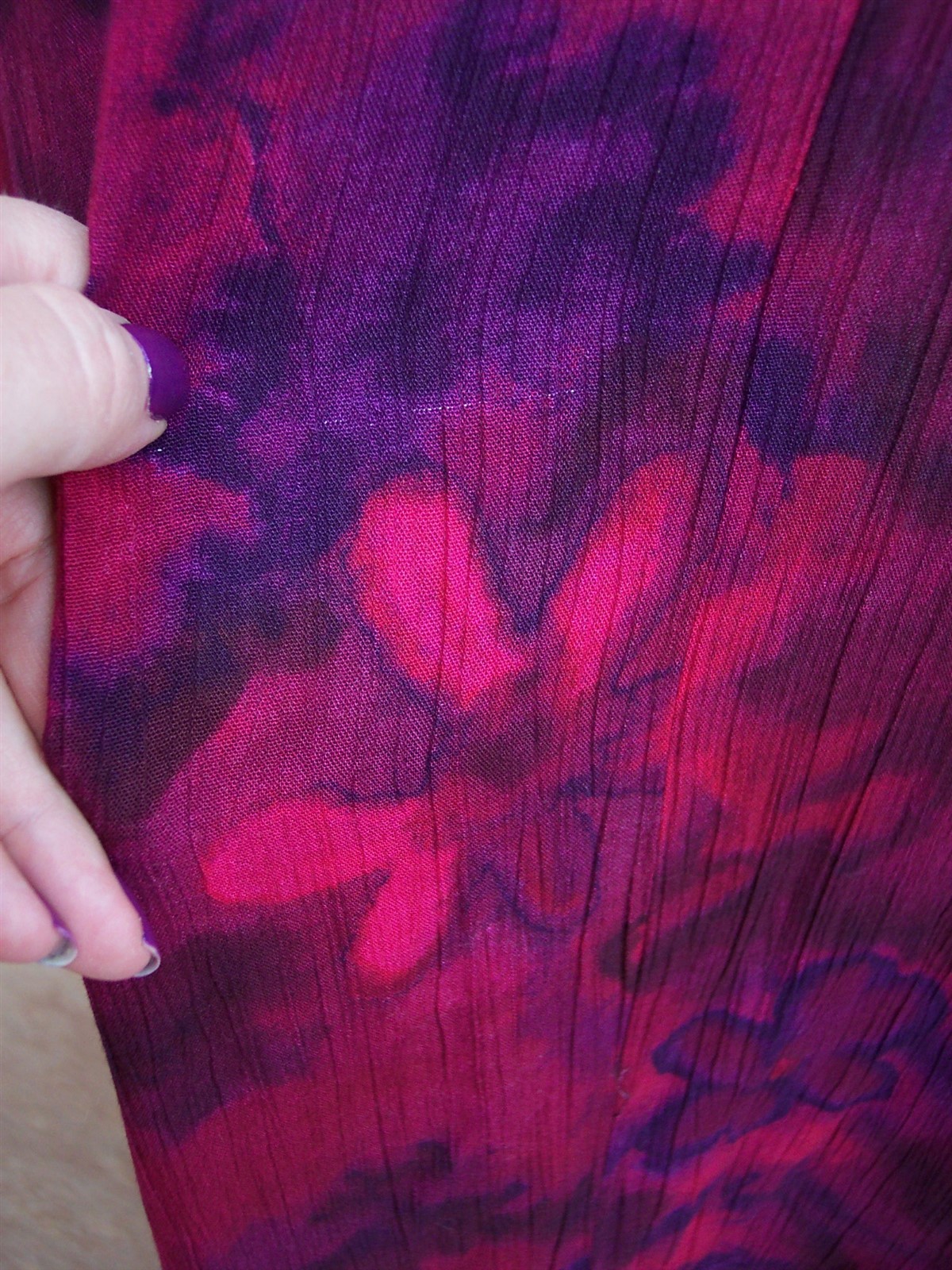 Rabbit Rabbit Rabbit Designs Dress size 12 L maxi wine hot pink crinkle rayon