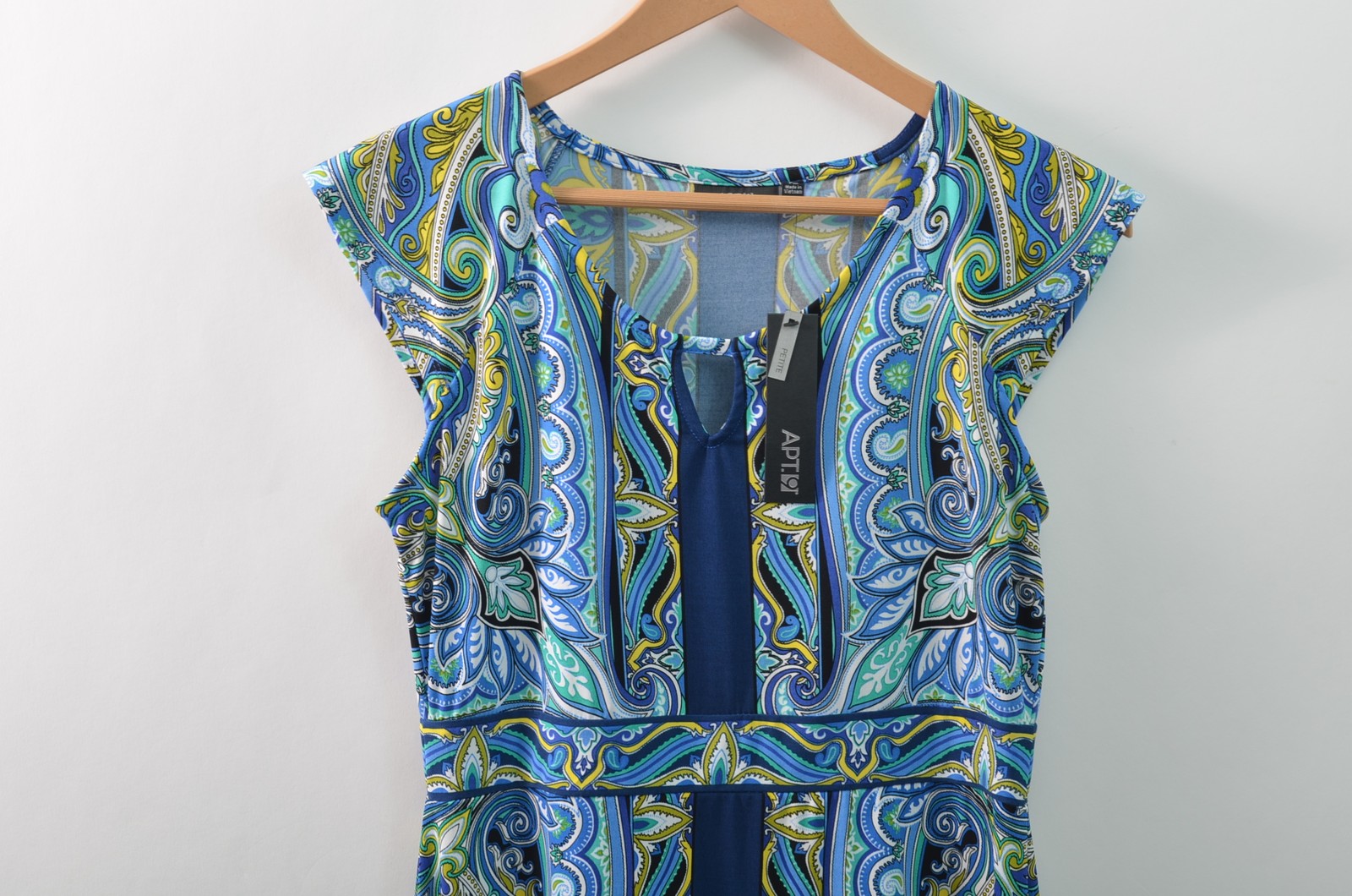 Apt. 9 Womens PM Petites A-Line Knee Length Blue Knit Stretch Polyester Blend