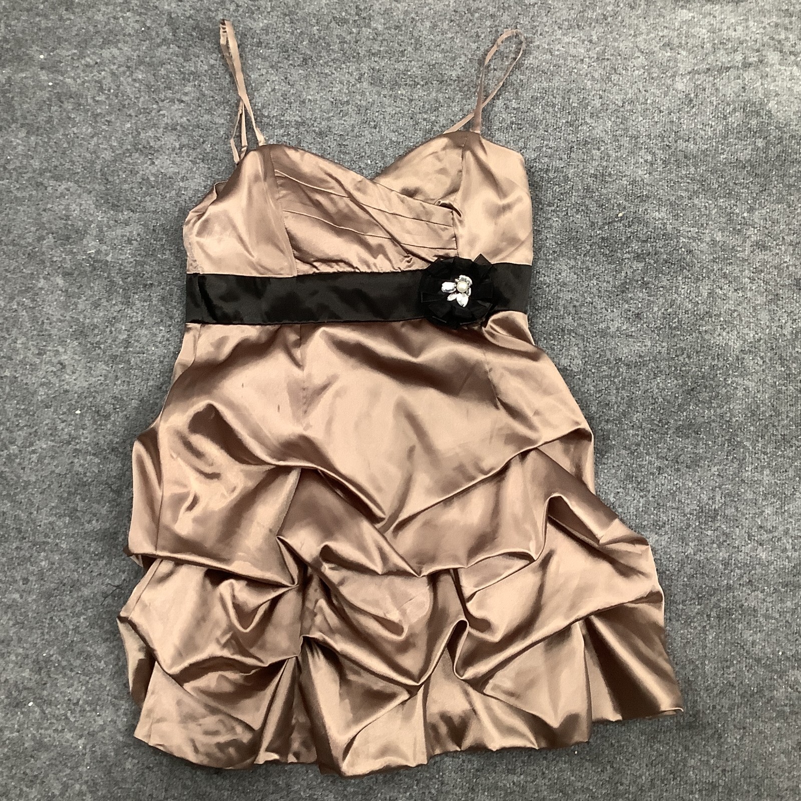 Vintage Studio Y Bubble Hem Party Dress Women 11/12 Metallic Spaghetti Strap