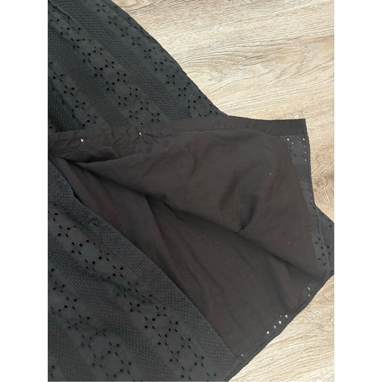 J Crew Black Eyelet Button-Front Midi Dress 100% Cotton Dress