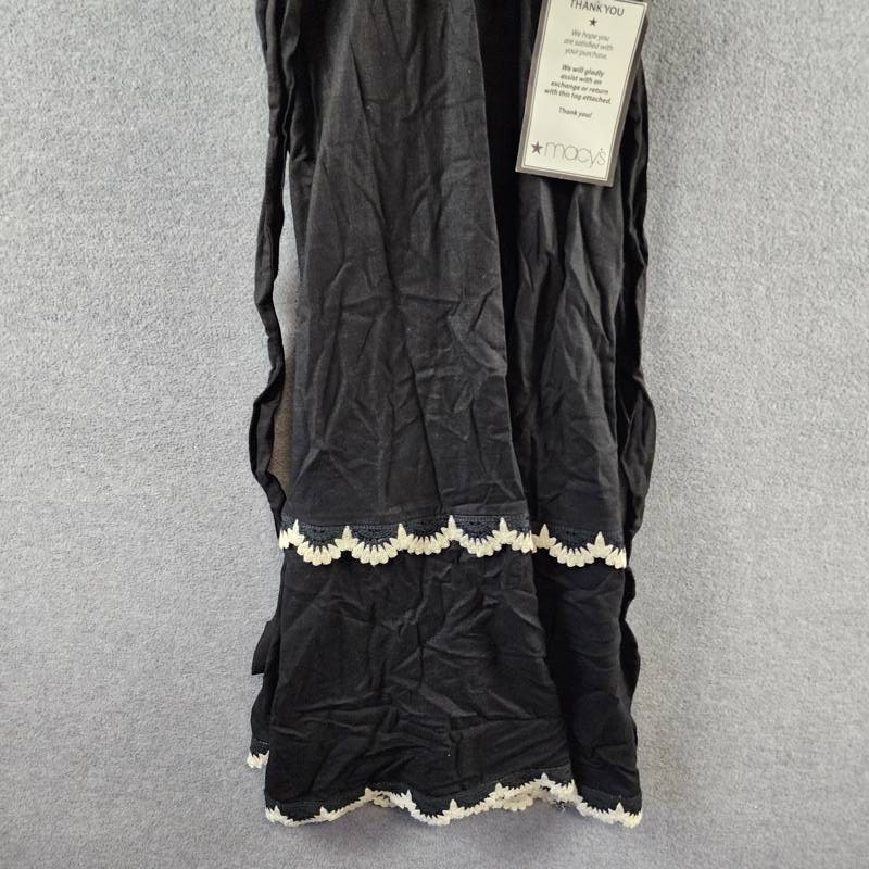Eliza J Beaded-Strap Contrast-Trim Halter MIDI Dress Women’s 6 Black Linen Blend