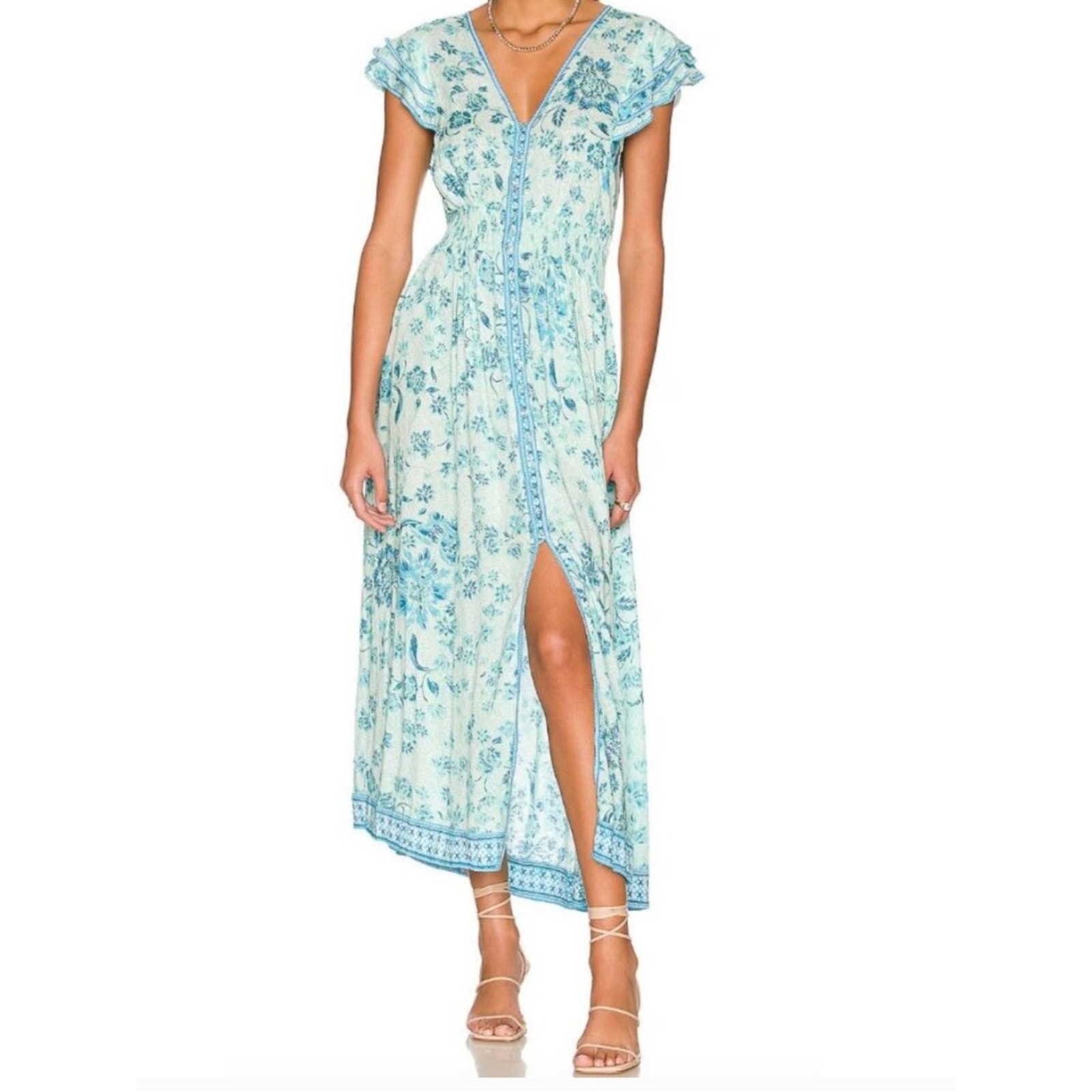Poupette St Barth Women’s Della Midi Dress Size Small Blue