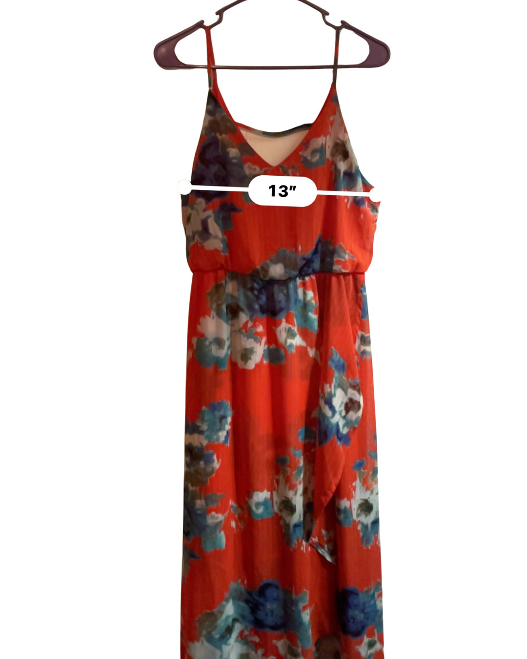 Sienna Sky Women’s Floral High-Low Maxi Dress Size Large Red Blue Sleeveless Boh
