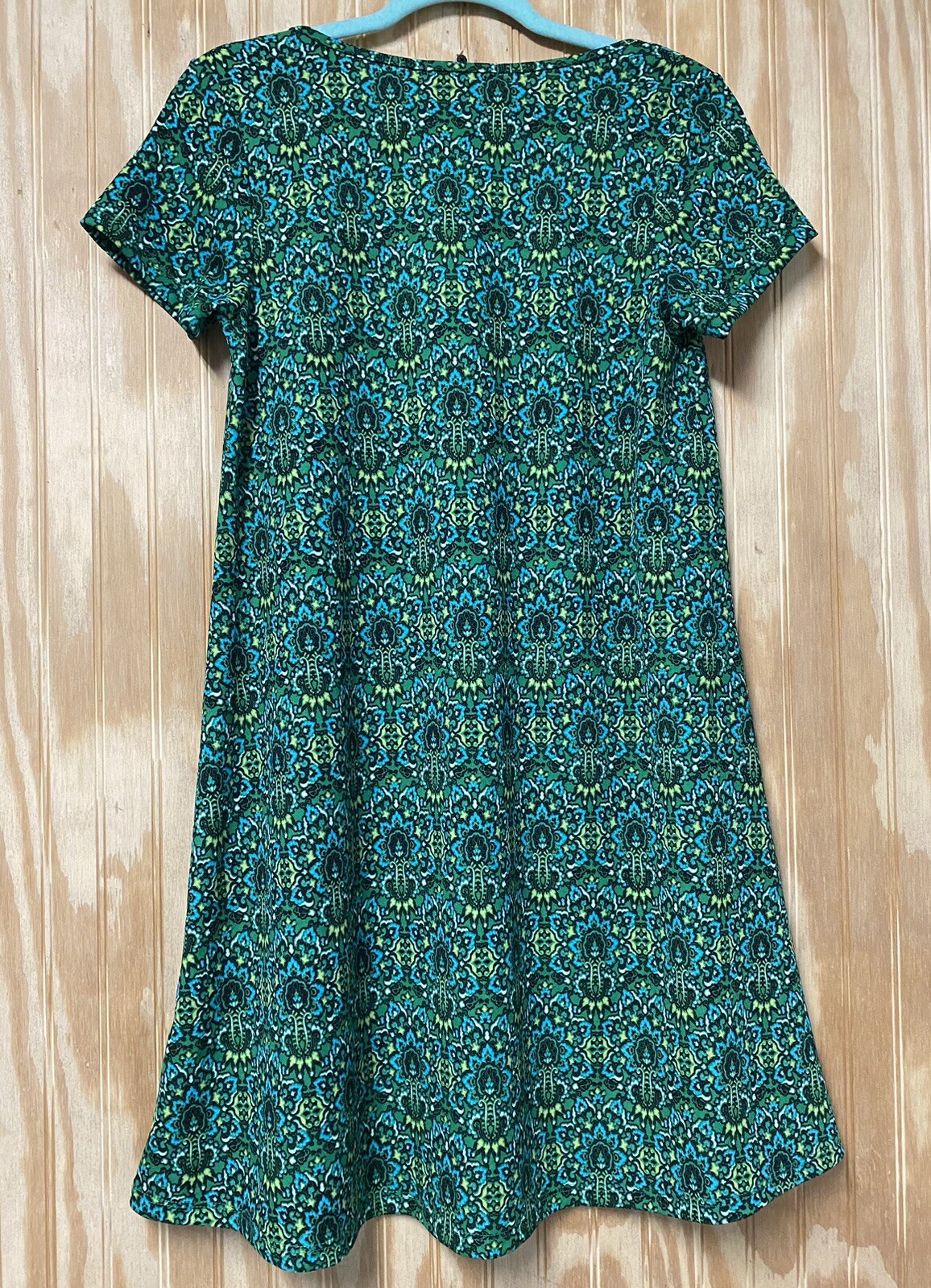 Espresso A-line Shift Dress Floral Geometric Green Jewel Tone