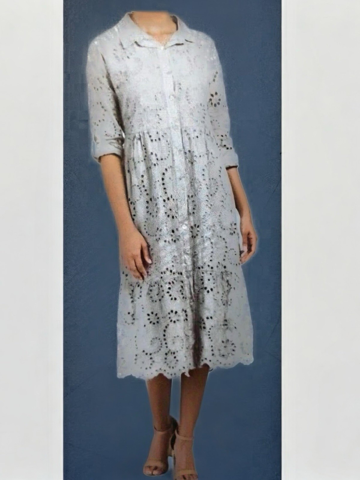 Valentina Naldi Italian eyelet cotton dress L