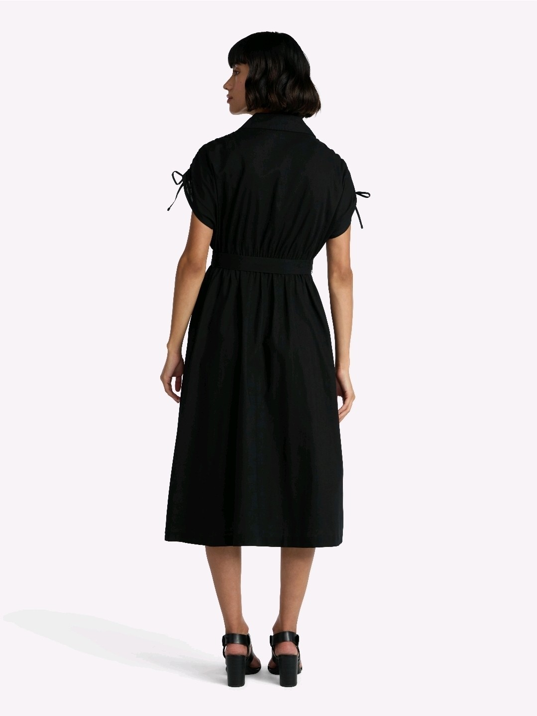 Time and Tru Women’s Tie Front Button Down Shirt Dress, Size XL, Black NWT 🔥