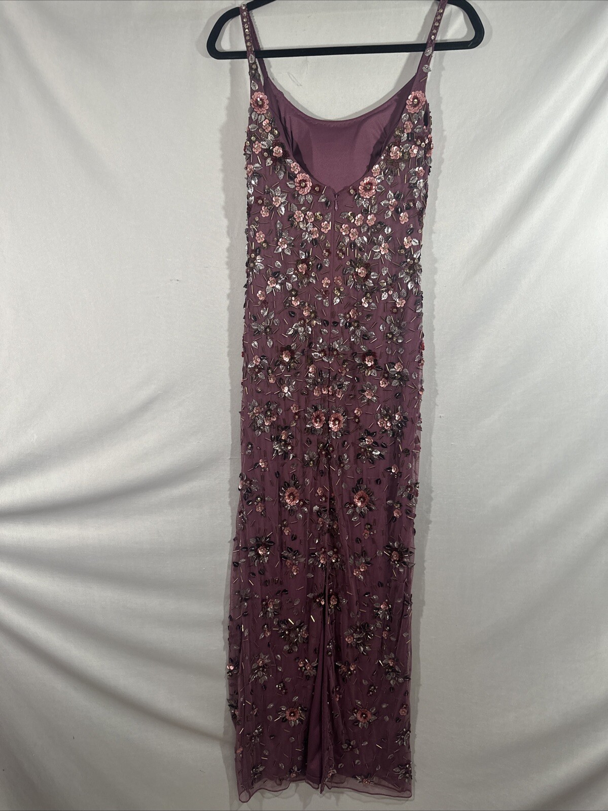 NWT Mac Duggal [ 2 ] 5477 Floral Embellished Scoop Neck Gown Raspberry J1227
