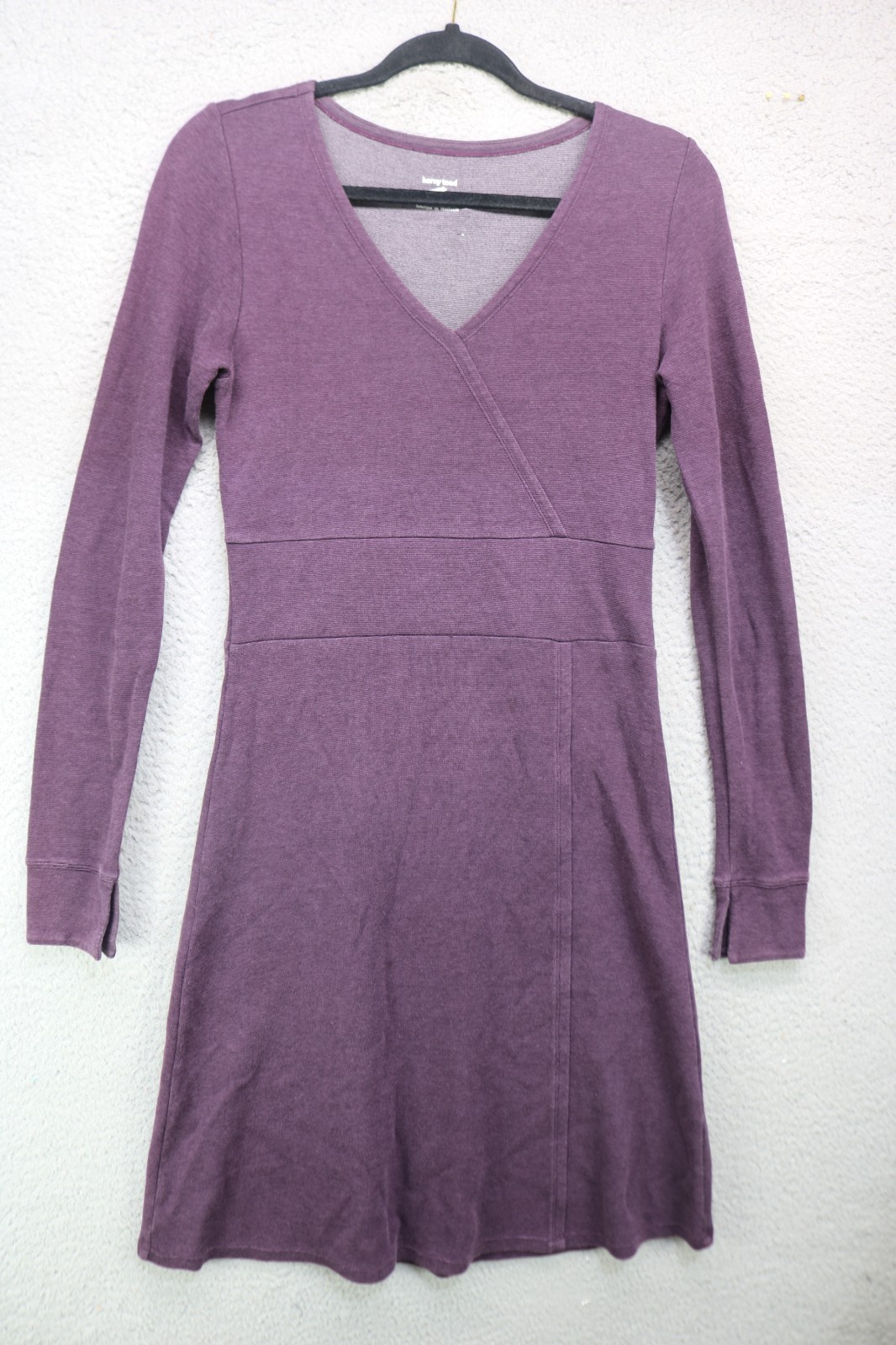 Horny Toad Long Sleeve Purple Midi Dress-Small-Very Soft-Ballet Wrap-Minimalist