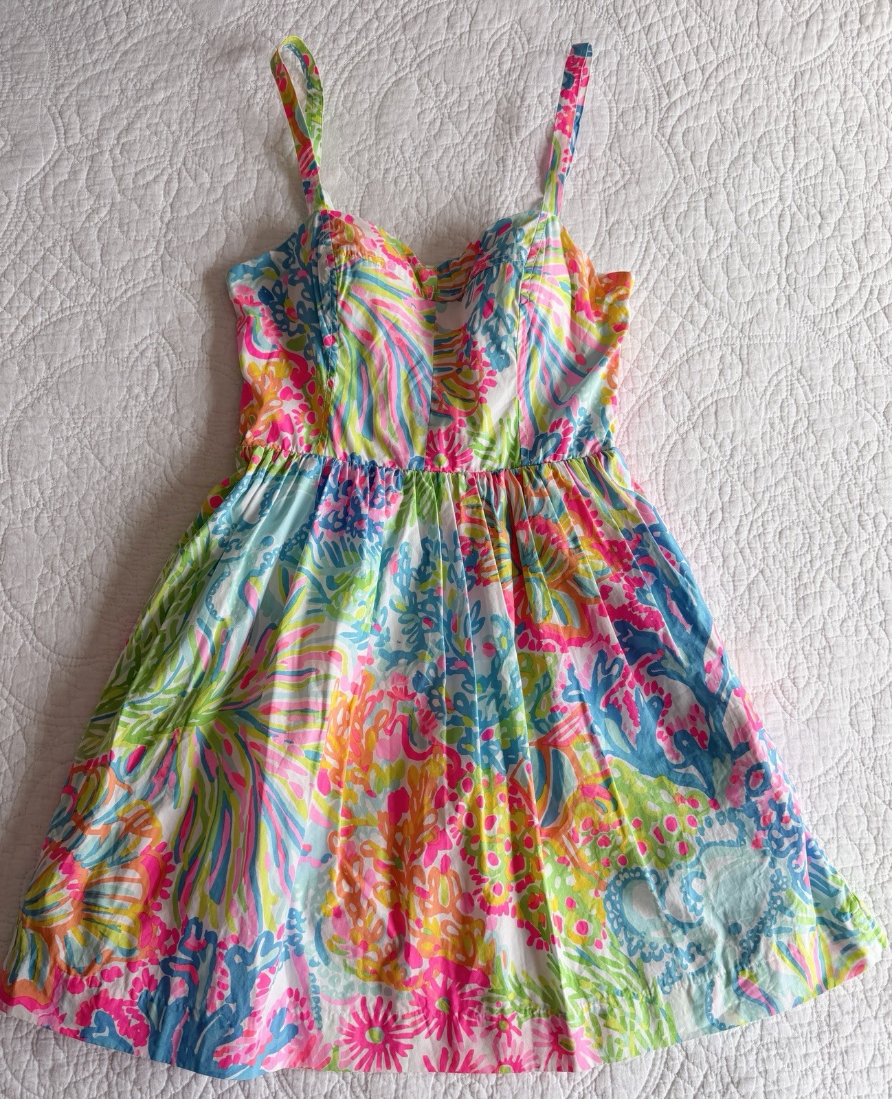 Lilly Pulitzer Ardleigh Lovers Coral Size 0 XS Bright Multicolor Floral Neon EUC