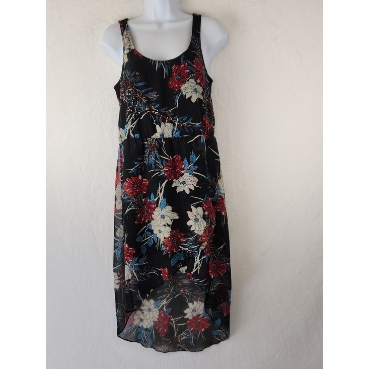O’Neill Black Floral Dress Red and Cream Color Flowers Size Small