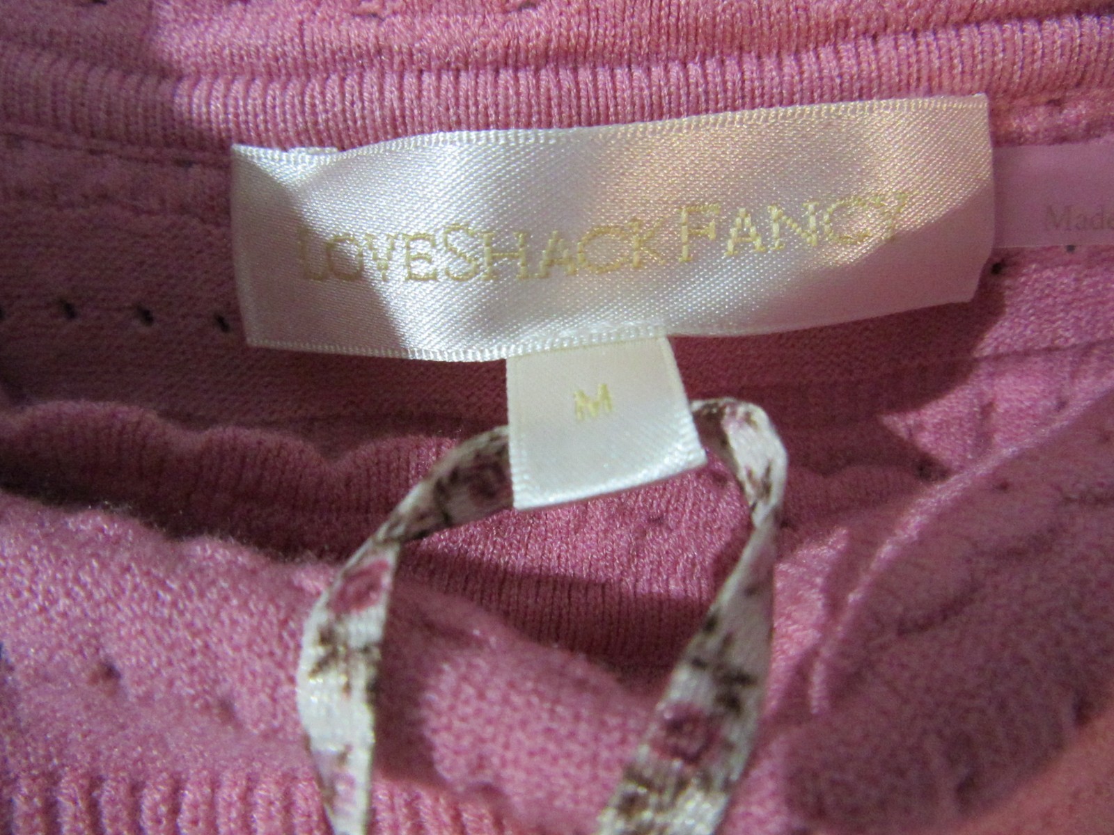 LoveShackFancy Dress Womens Medium Pink Sunset Maryanne Knit Mini Square Neck