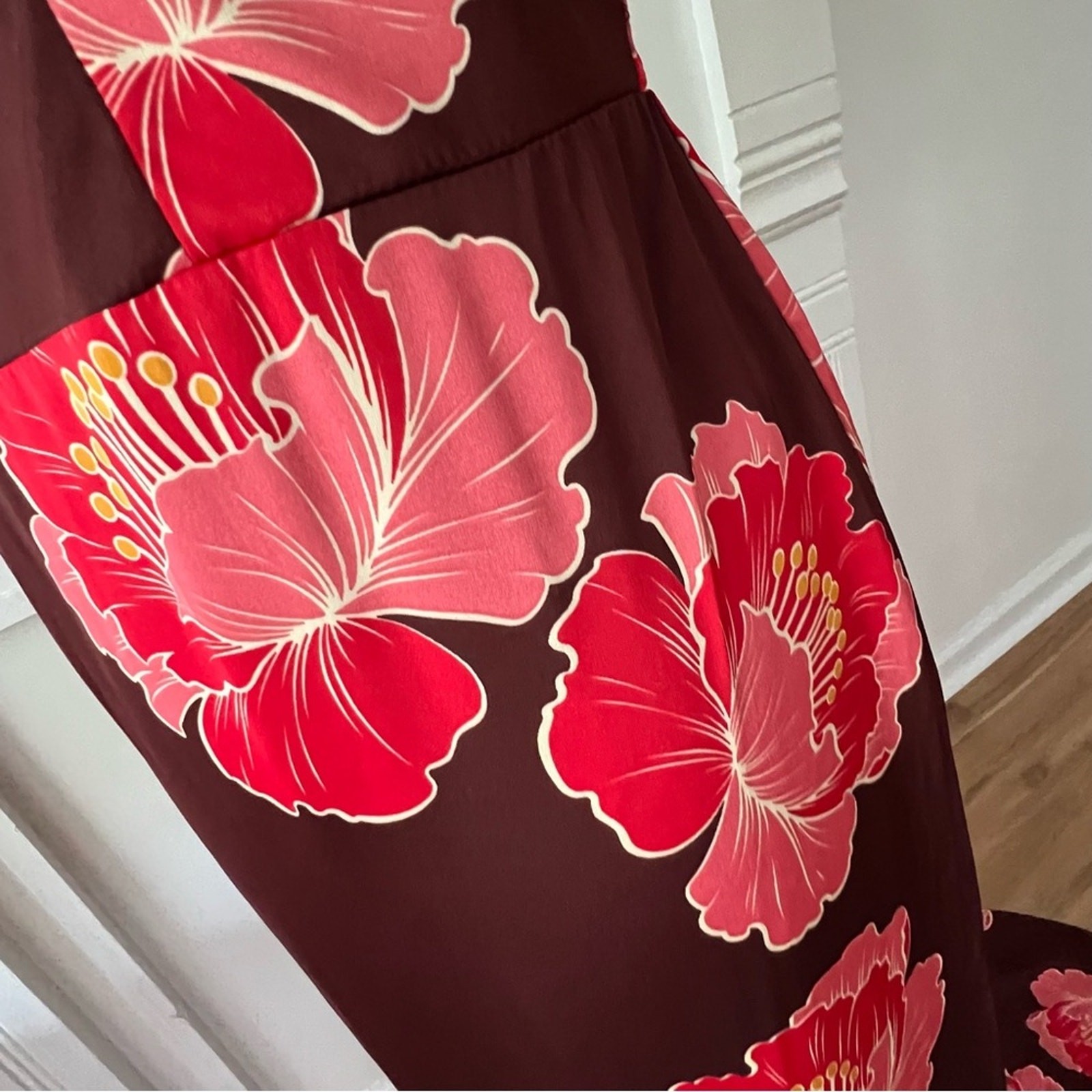 Formal Dress 12 Y2K Large Tropical Maxi Hawaiian Long Fall Wedding Guest Cruise