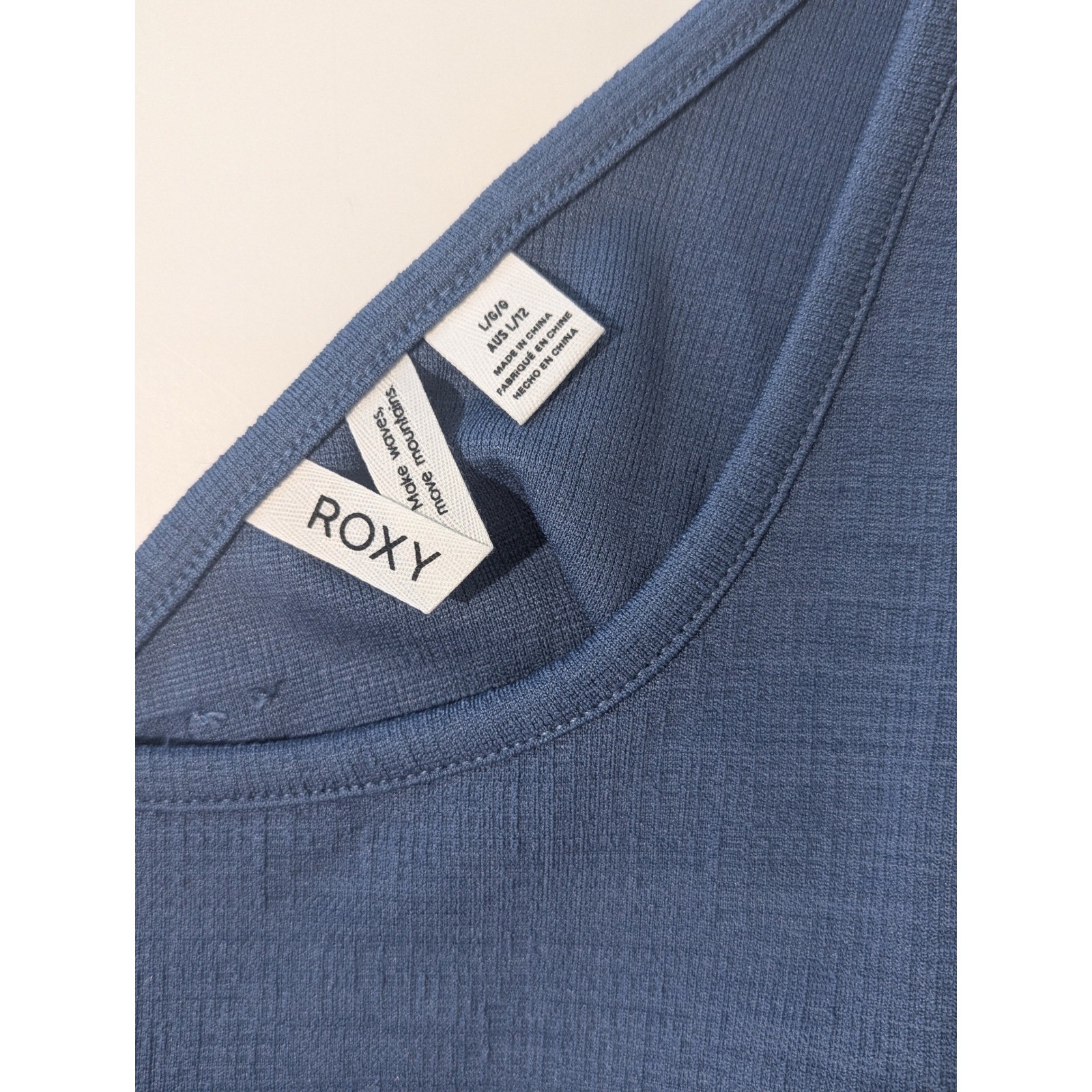 Roxy Blue Textured Knit Crossover Back Cutout Mini Tank Dress Womens Large