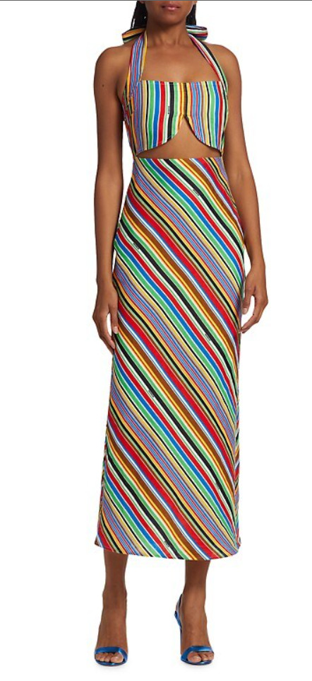 NWT Simon Miller The Hustle Piko Striped Halterneck Dress Deco Stripe 2 $395