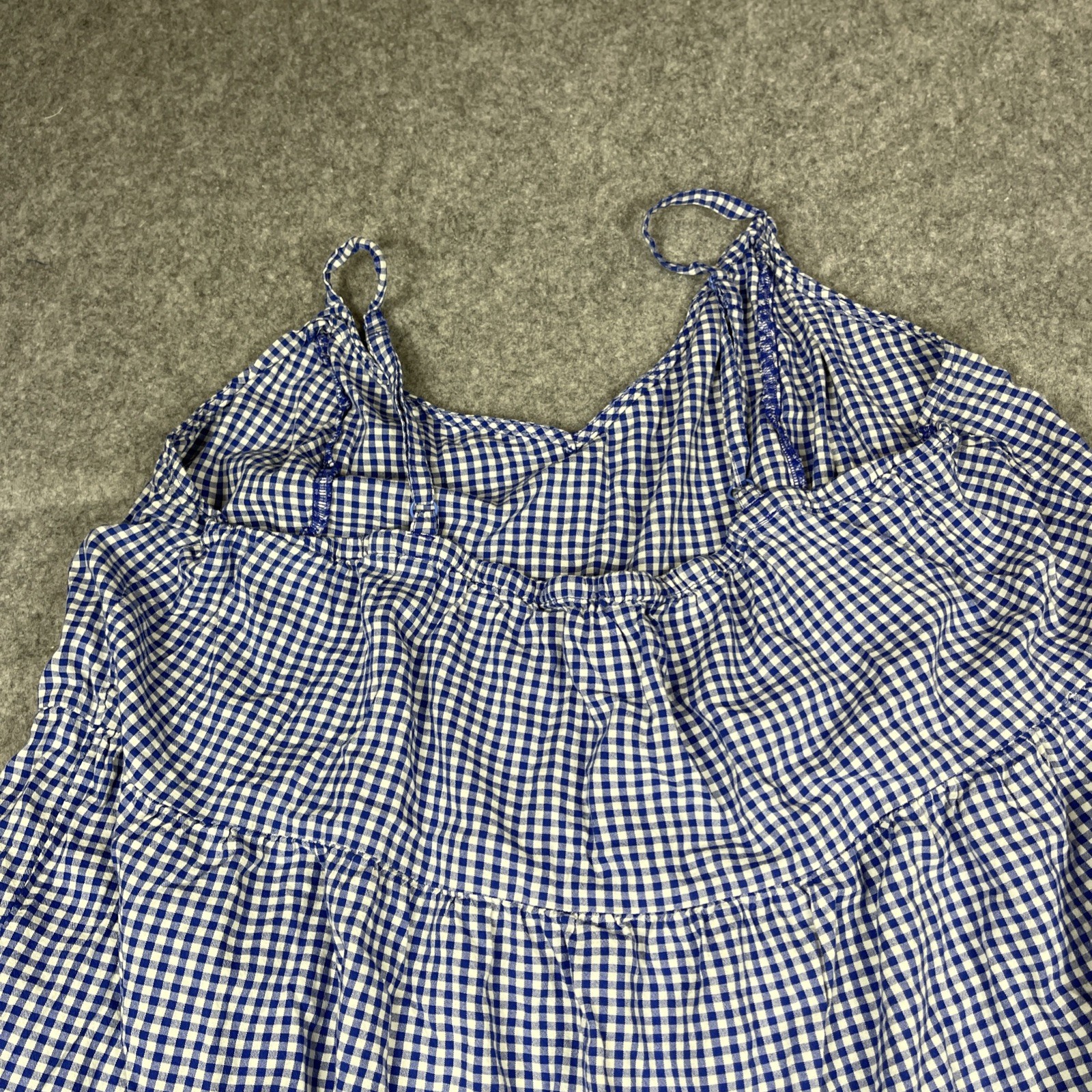 Old Navy Blue White Gingham Tiered Cami Dress XXL Pockets Long Sundress