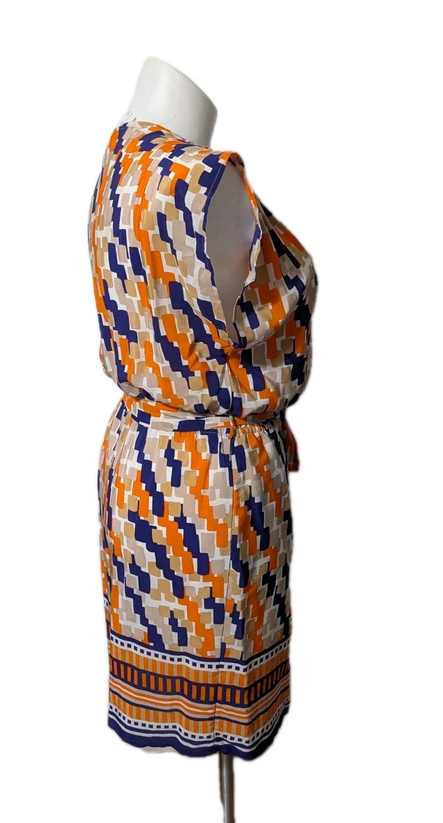 NWT Presley Skye 100% Silk Geometric Print Faux Wrap Dress Size XL