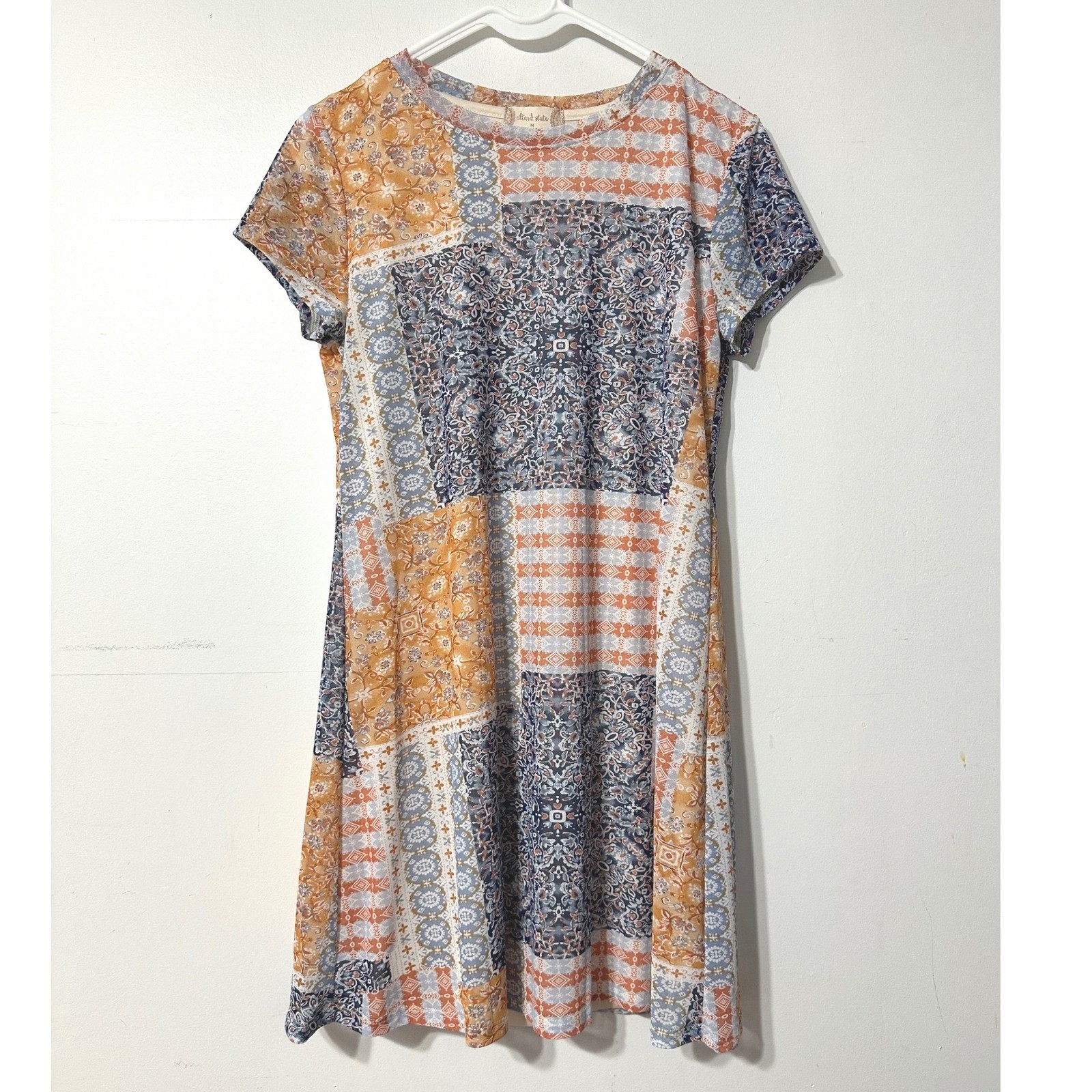 Altar’d State Mini Dress Womens Medium Multicolor Boho Mesh Patchwork