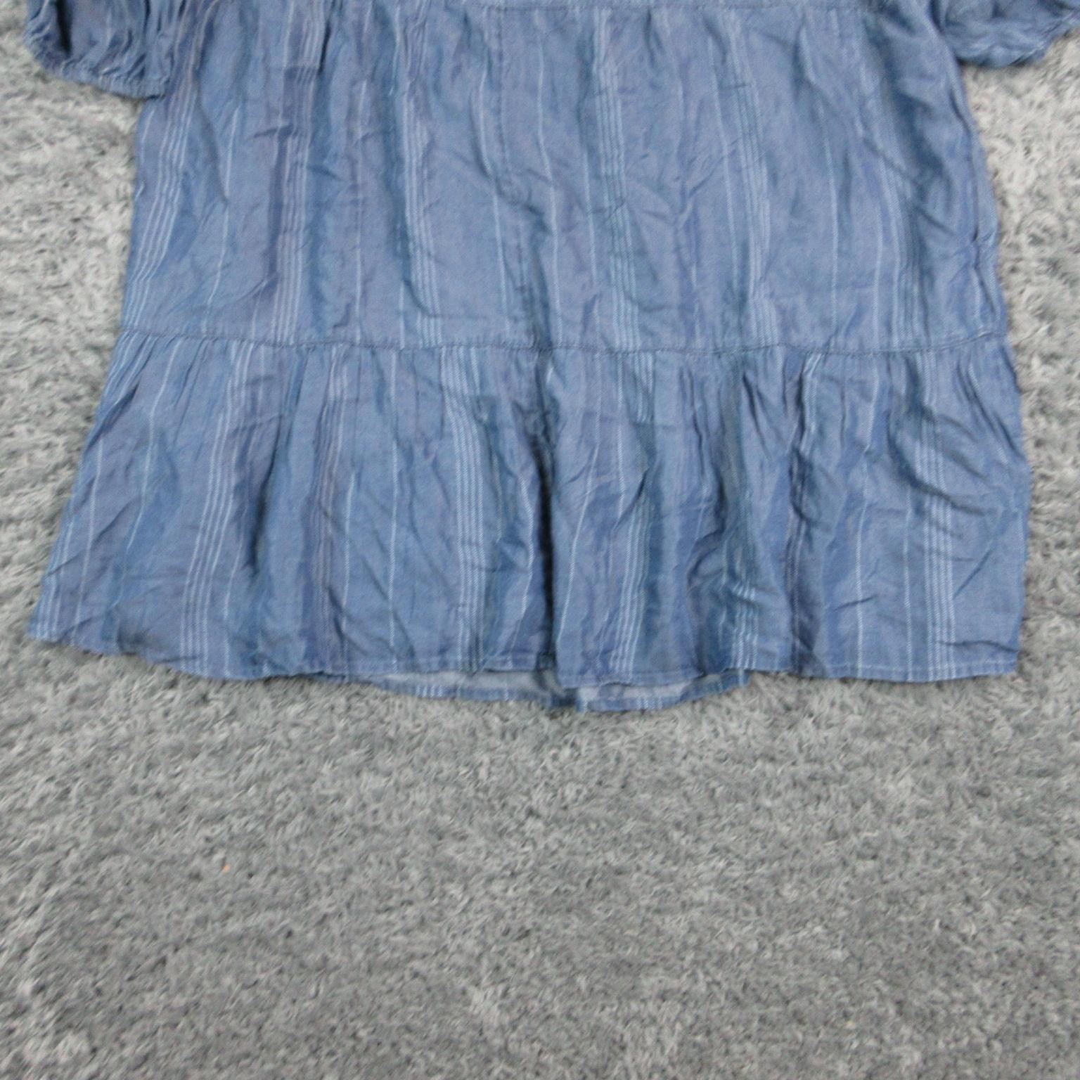 Market & Spruce Dress Womens 2X Blue Trapeze & Swing Midi 3/4 Puff Sleeve NWT