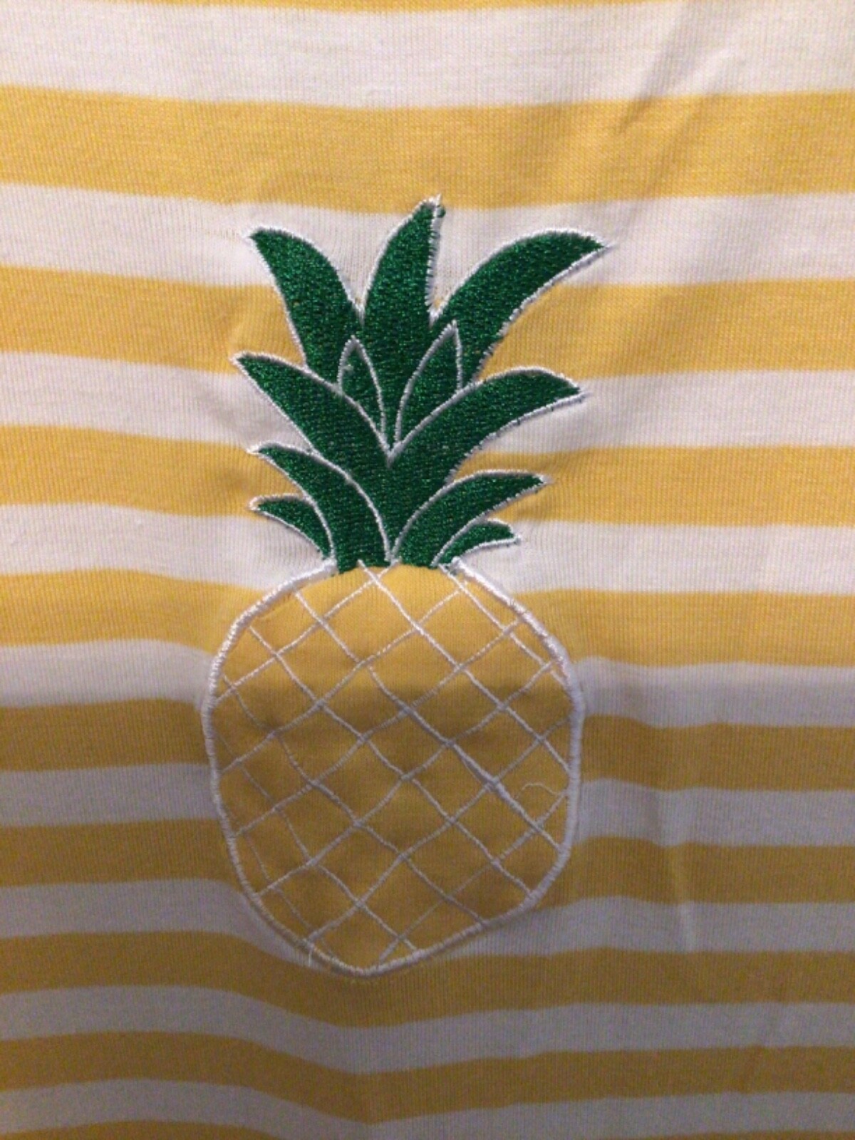 LOVE Ari Yellow White Stripe Pineapple Cover Up Dress Cap Sleeve Cruise Beach M