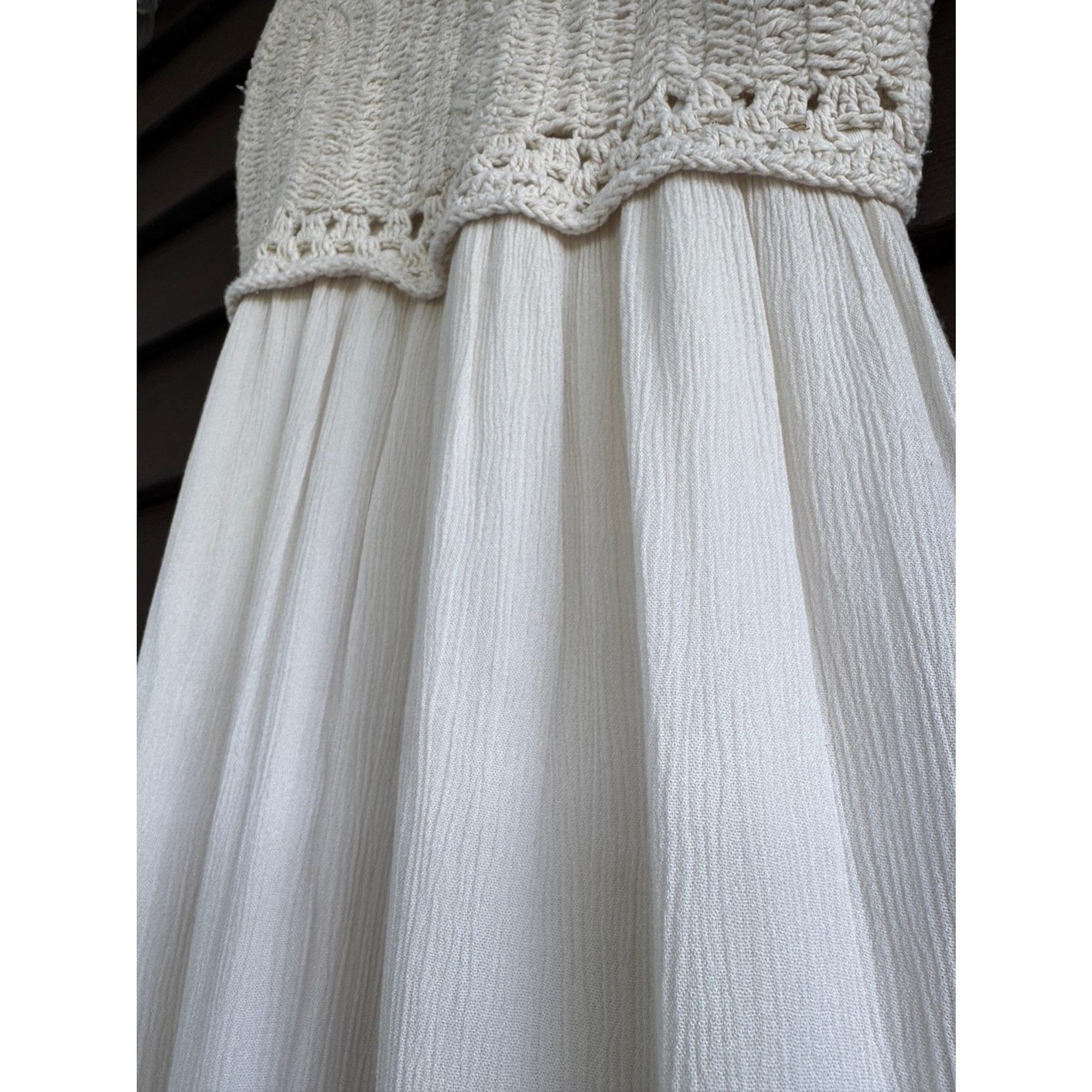 Sincerely Jules Crochet Top Maxi Dress Cream Oatmeal Boho Cottagecore Medium