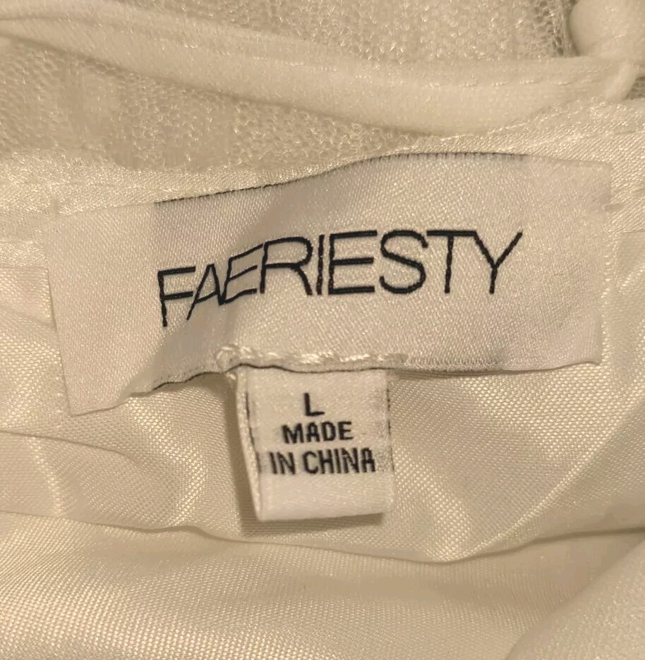 FAERIESTY womens white sequin embellished lace back ballgown dress size 12 prom