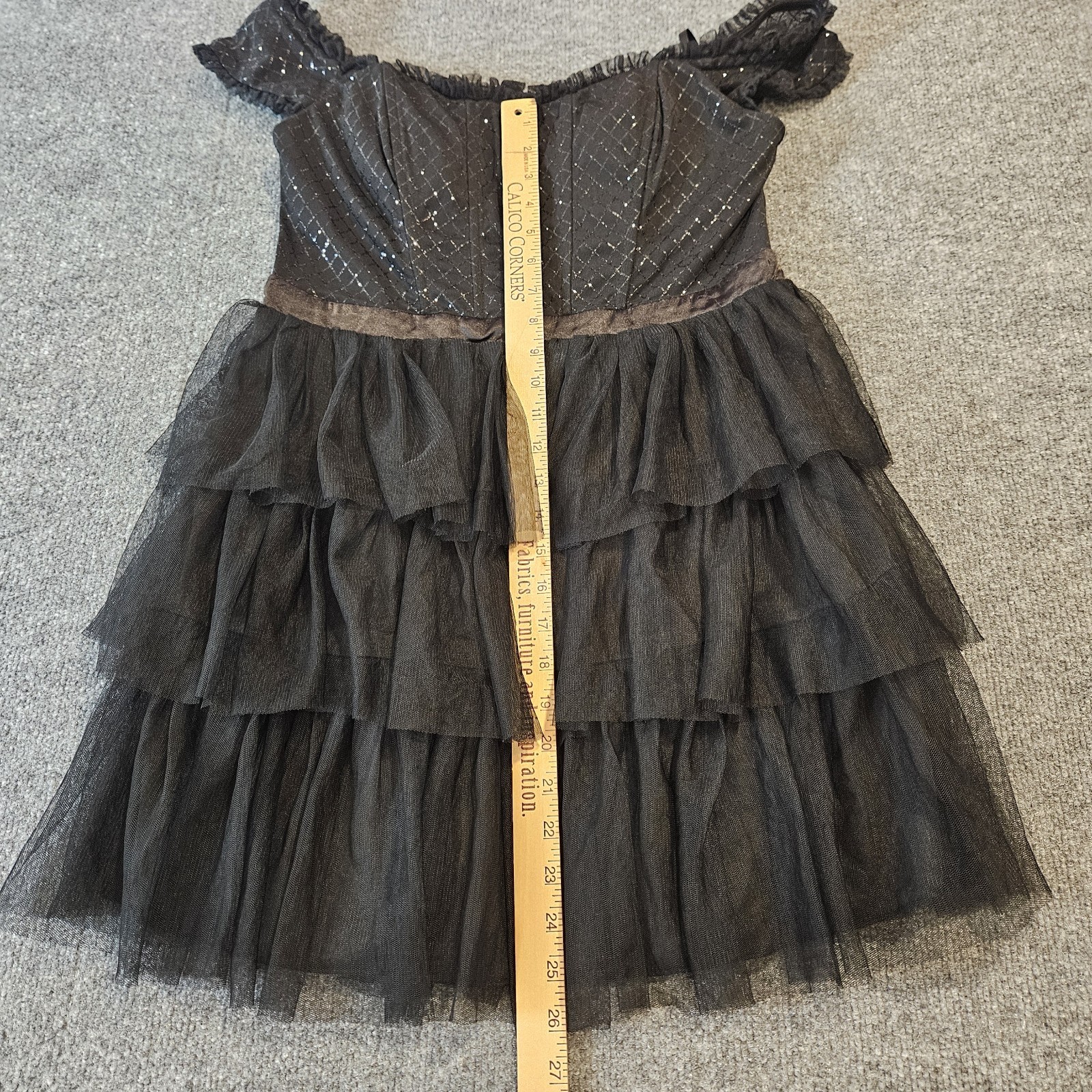 City Studio Fit &Flare Mini Dress Black Size 13 Corset Tiered Ruffle Skirt Fairy