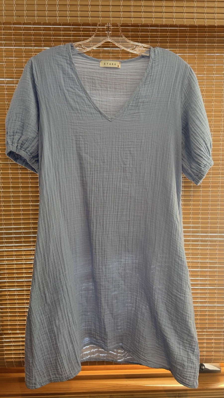 Stark X Light Blue 100 Cotton Beach Dress, Coverup, Pockets . Size XS