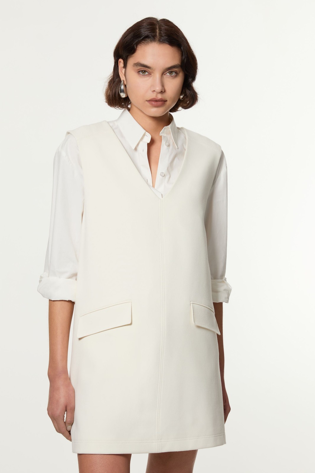 Karen Millen Pinafore/Dungaree Mini Dress UK8 in Cream RRP £119