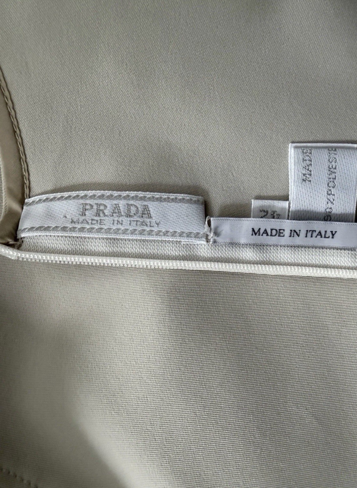 Prada Women Beige Sleeveless Sheath Dress Size 42 Zip Round Neck