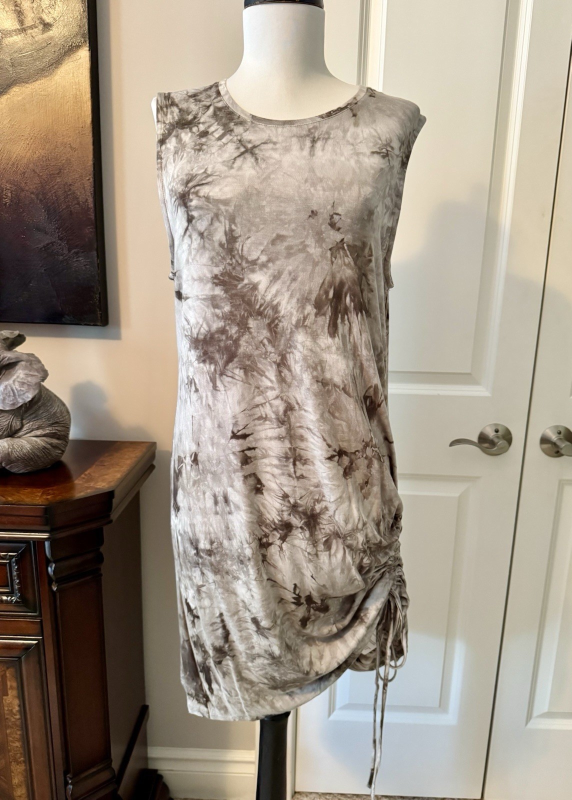 COMO BLU Women’s Grey & White Sleeveless Lightweight Dress Cover Up Sz L – NWTS!
