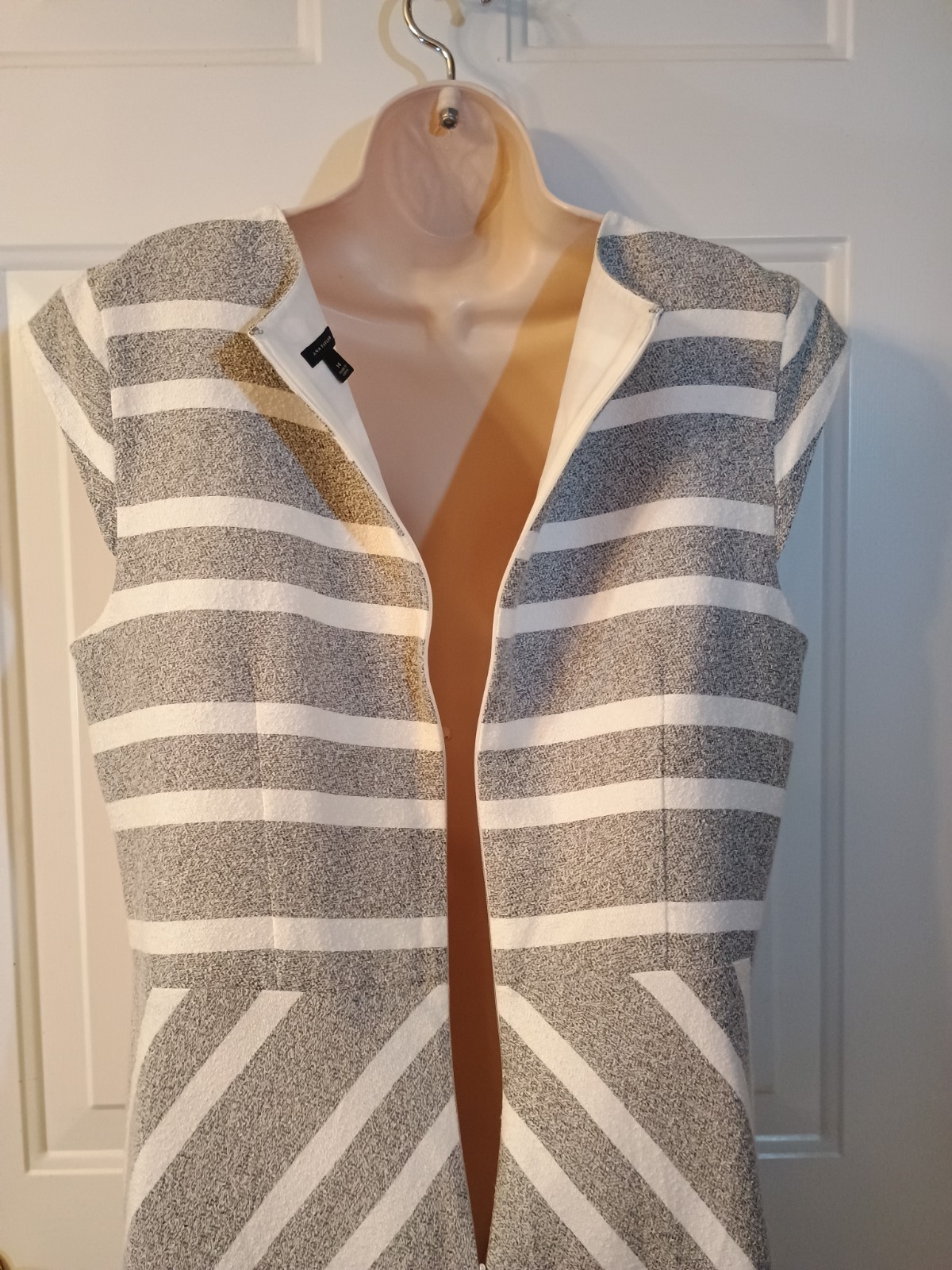 Ann Taylor Sleeveless Back Zip Round Neck Cotton Rayon Blend A-Line Dress sz 14