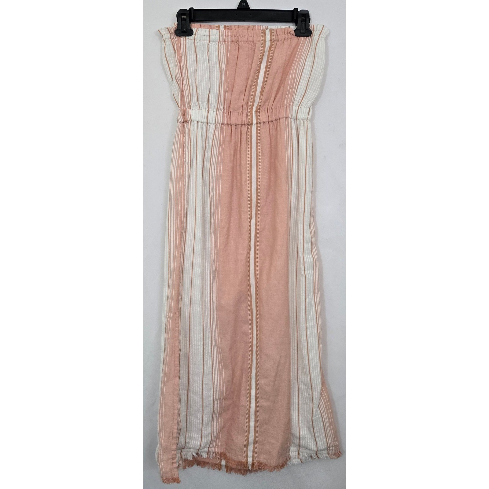 Splendid Collection XS Strapless Jumpsuit Stripe Wide Leg Frayed Hem No Belt