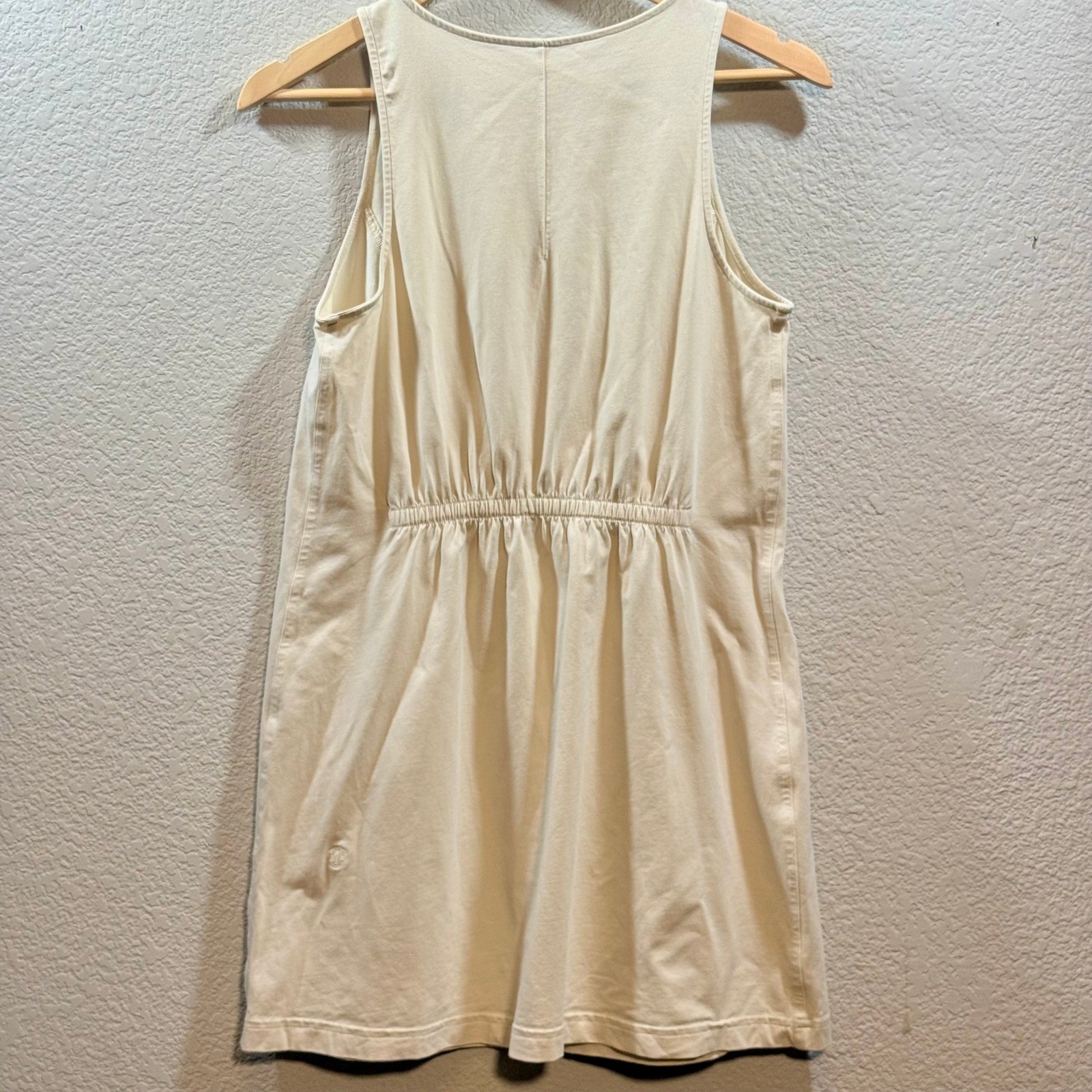 Lululemon Organic Cotton Cinched Waist Dress Womens Beige See Measurements