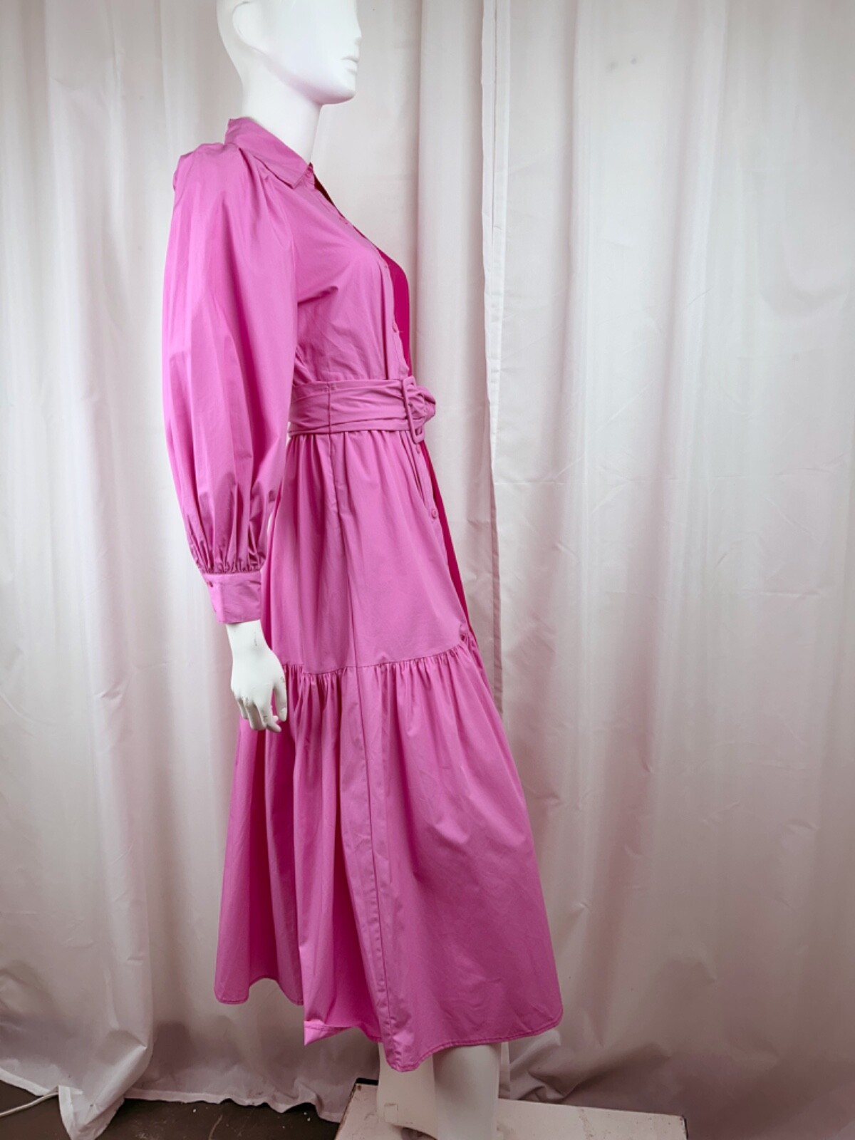 Christopher John Rogers X Target Pink Color Block Poplin Tiered Shirt Dress Sz 0
