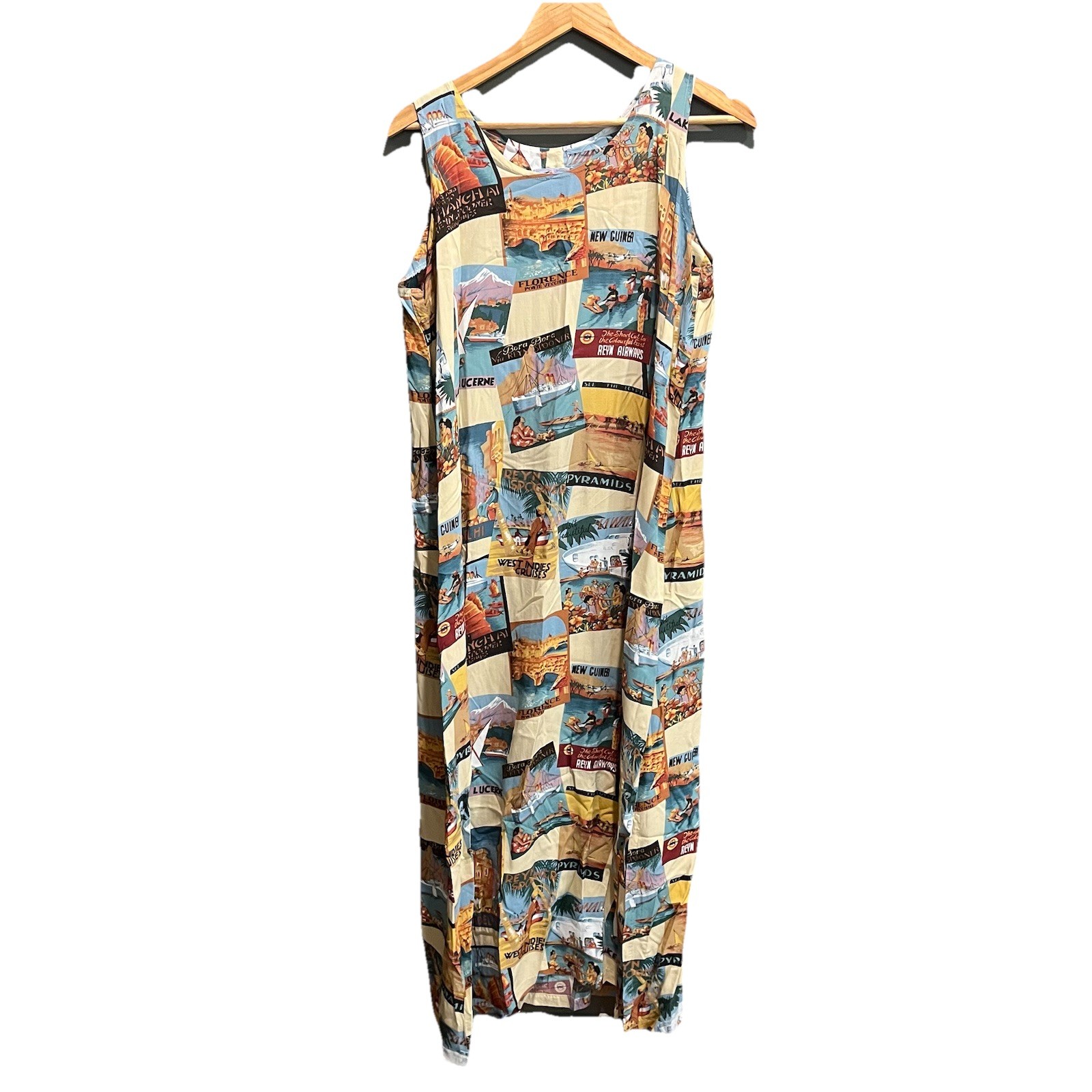 Reyn Spooner Vtg 100% Spun Rayon Hawaiian Women’s Tank Maxi Dress Size Medium